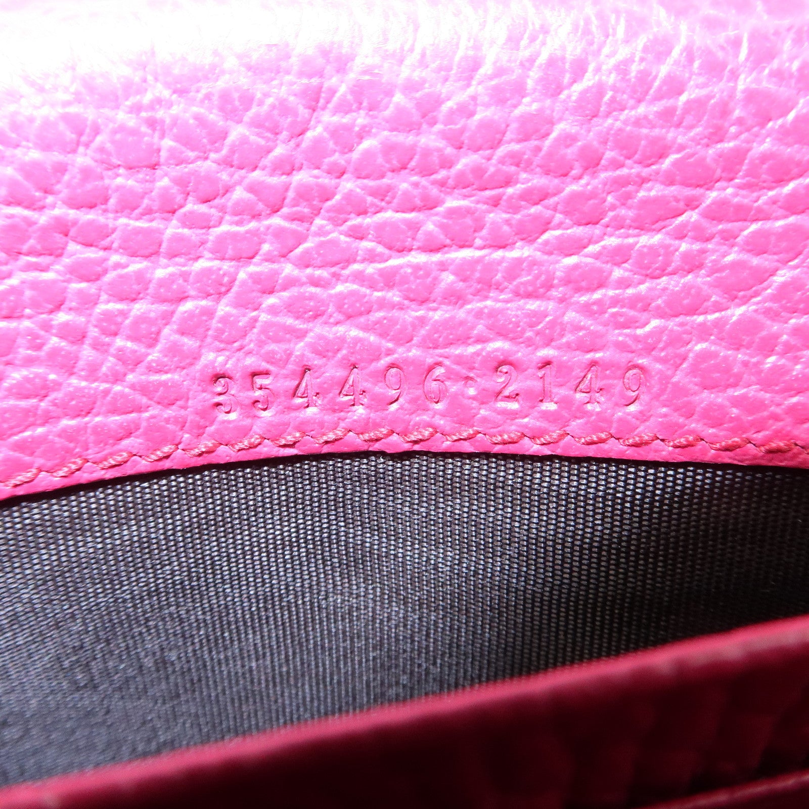GUCCI Swing Logo Leather Flap Long Wallet Pink 354496