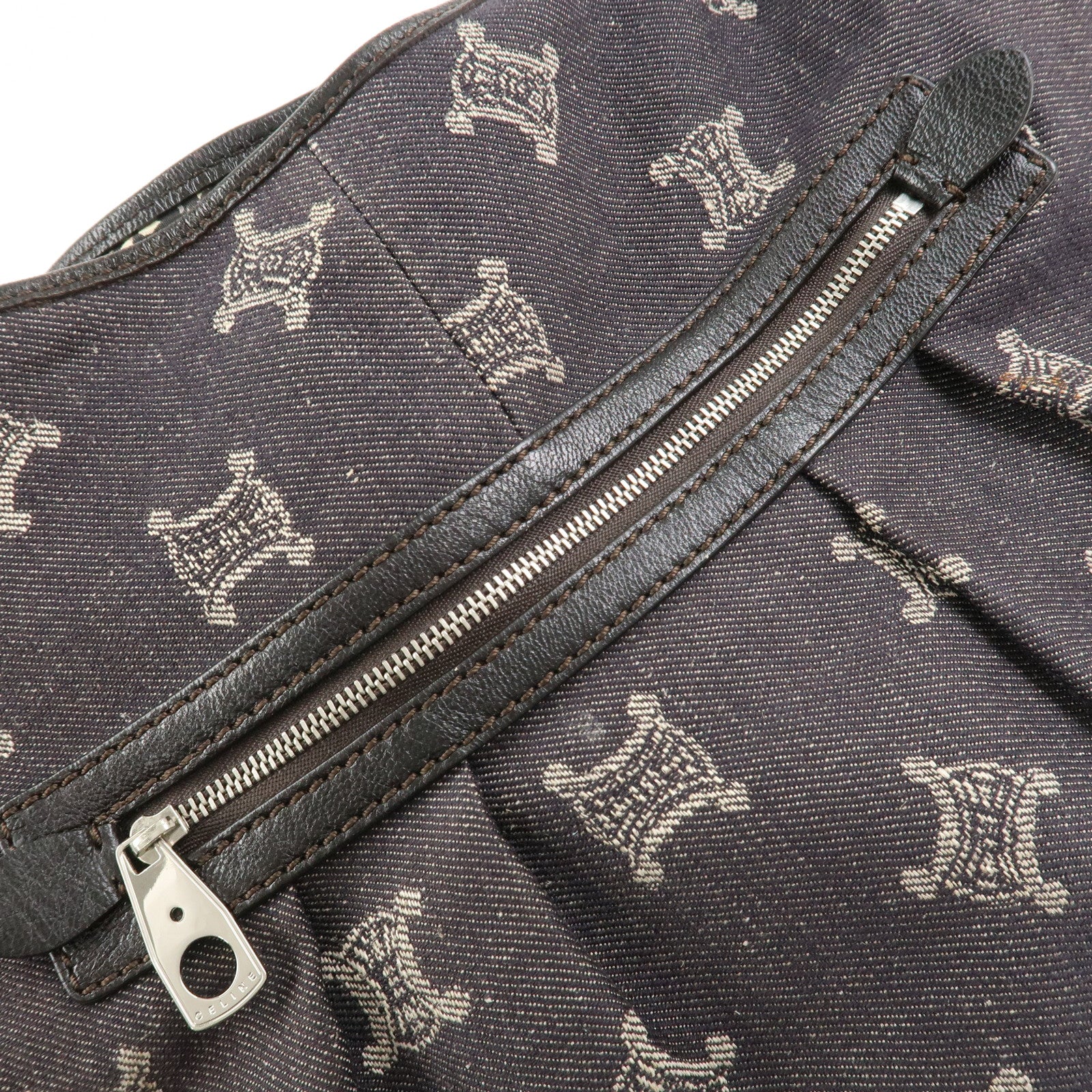 CELINE Macadam Denim Leather Shoulder Bag Hand Bag