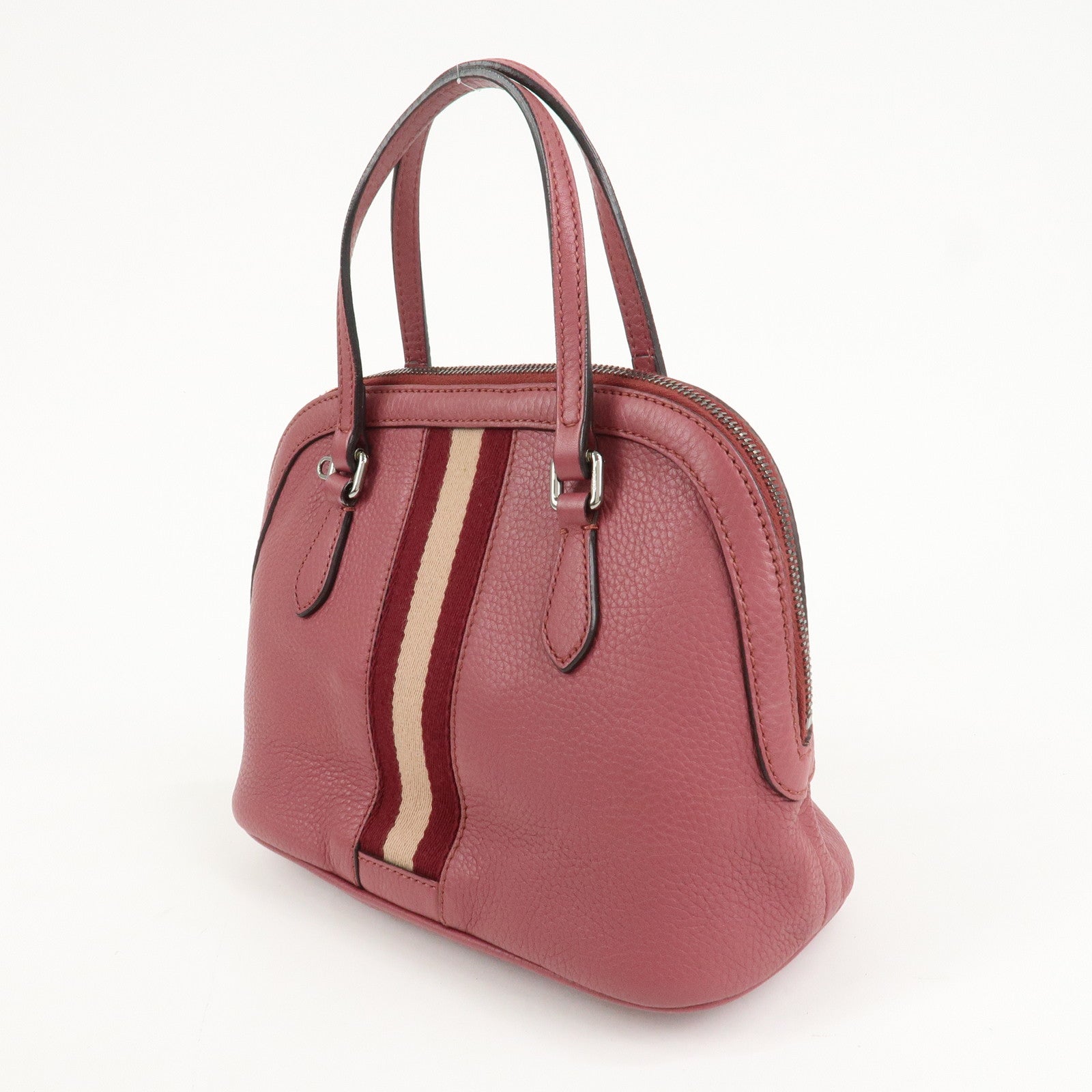 GUCCI Sherry Leather 2Way Bag Hand Bag Pink Beige 341504 Used