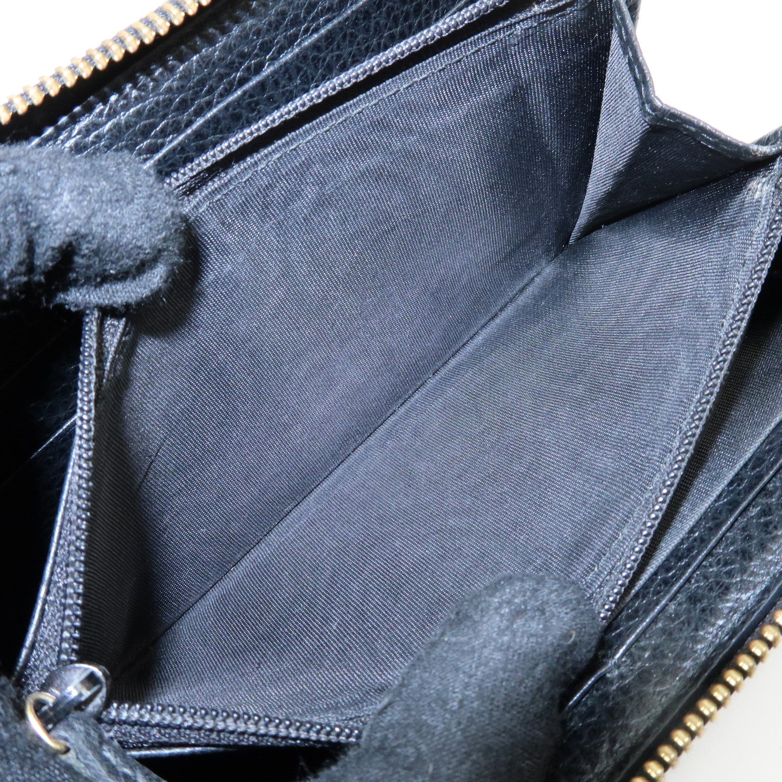 GUCCI GG Marmont Leather Round Zippy Long Wallet Black 456117