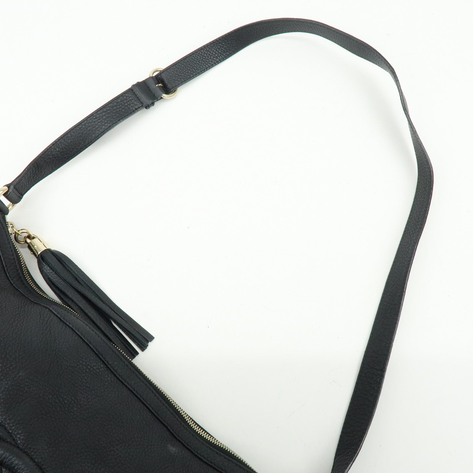 GUCCI SOHO Interlocking G Leather Shoulder Bag Black 295175