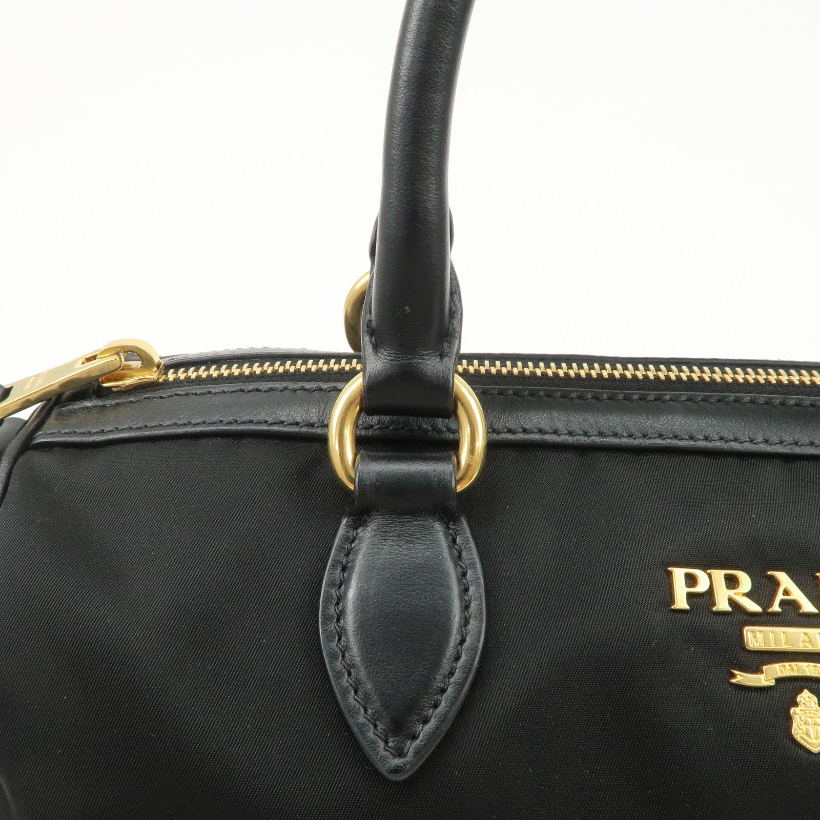PRADA Nylon Leather 2Way Bag Hand Bag Shoulder Bag Black 1BA104