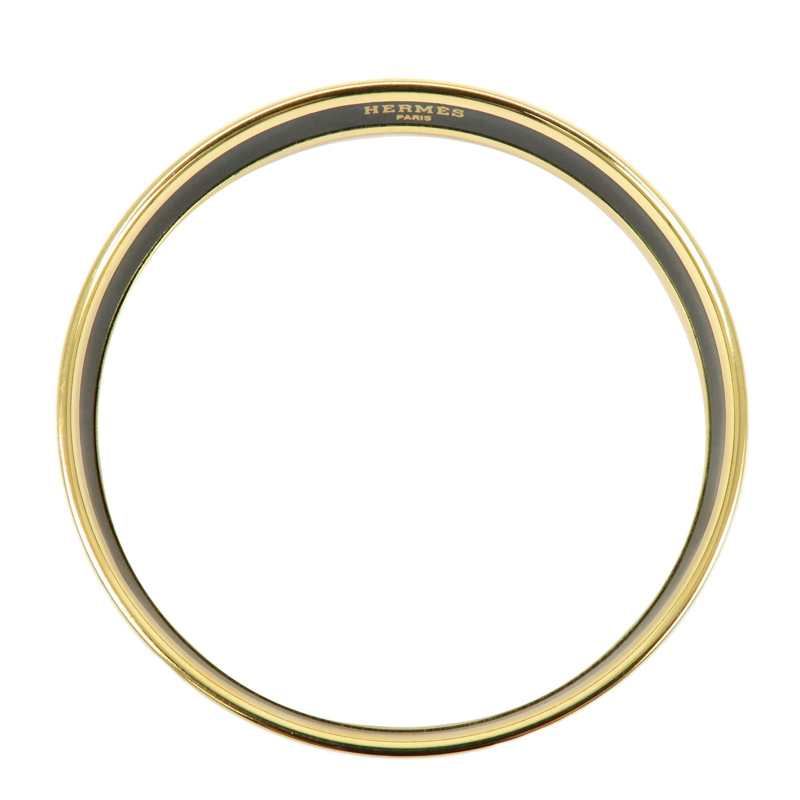 HERMES Email PM Metal Bracelet Bangle Animal Gold Blue