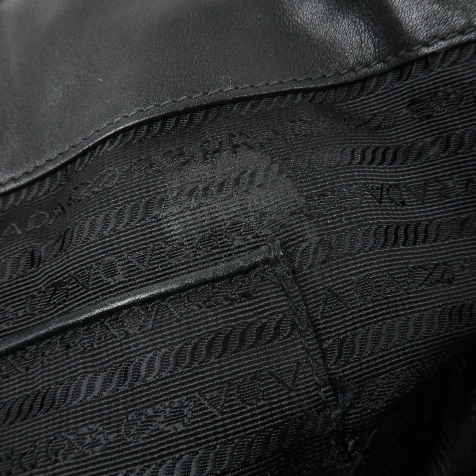 PRADA Logo Calf Leather 2Way Tote Bag Hand Bag Black Gold HDW BN1902 Used