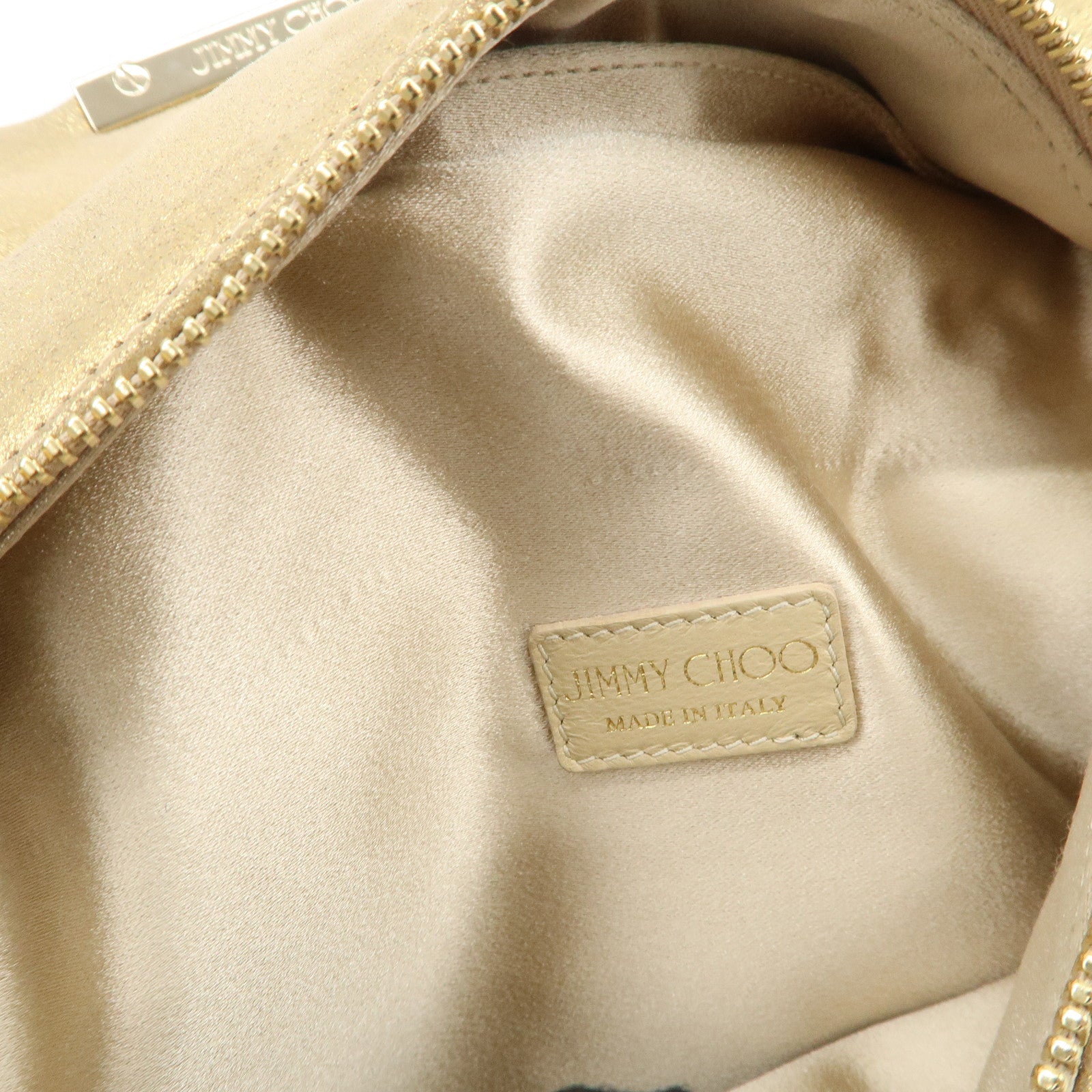 JIMMY CHOO Leather Mini Chain Shoulder Bag Rhine Stone Gold