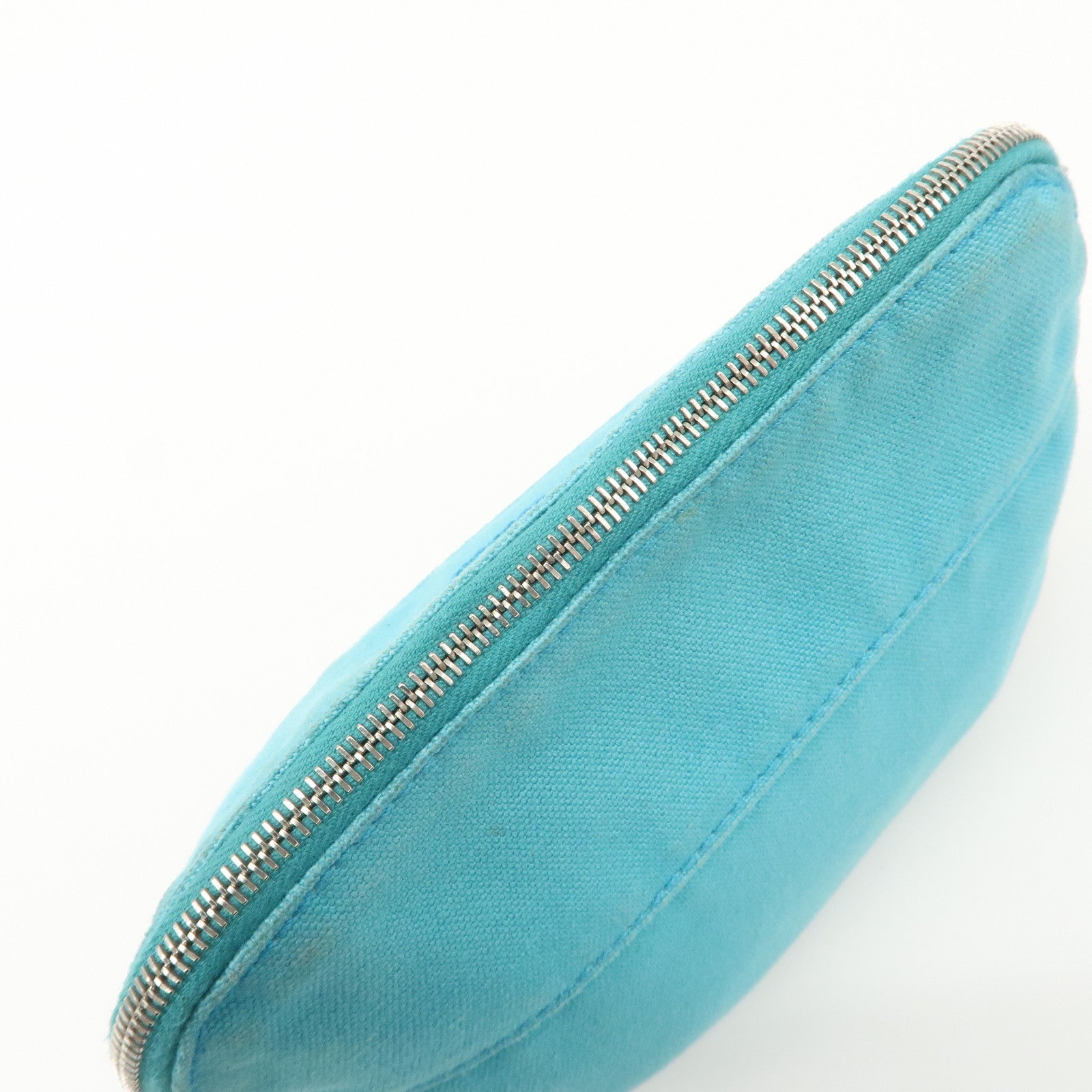 HERMES Set of 2 Leather Canvas Pouch Cosmetic Pouch Pink Blue Used