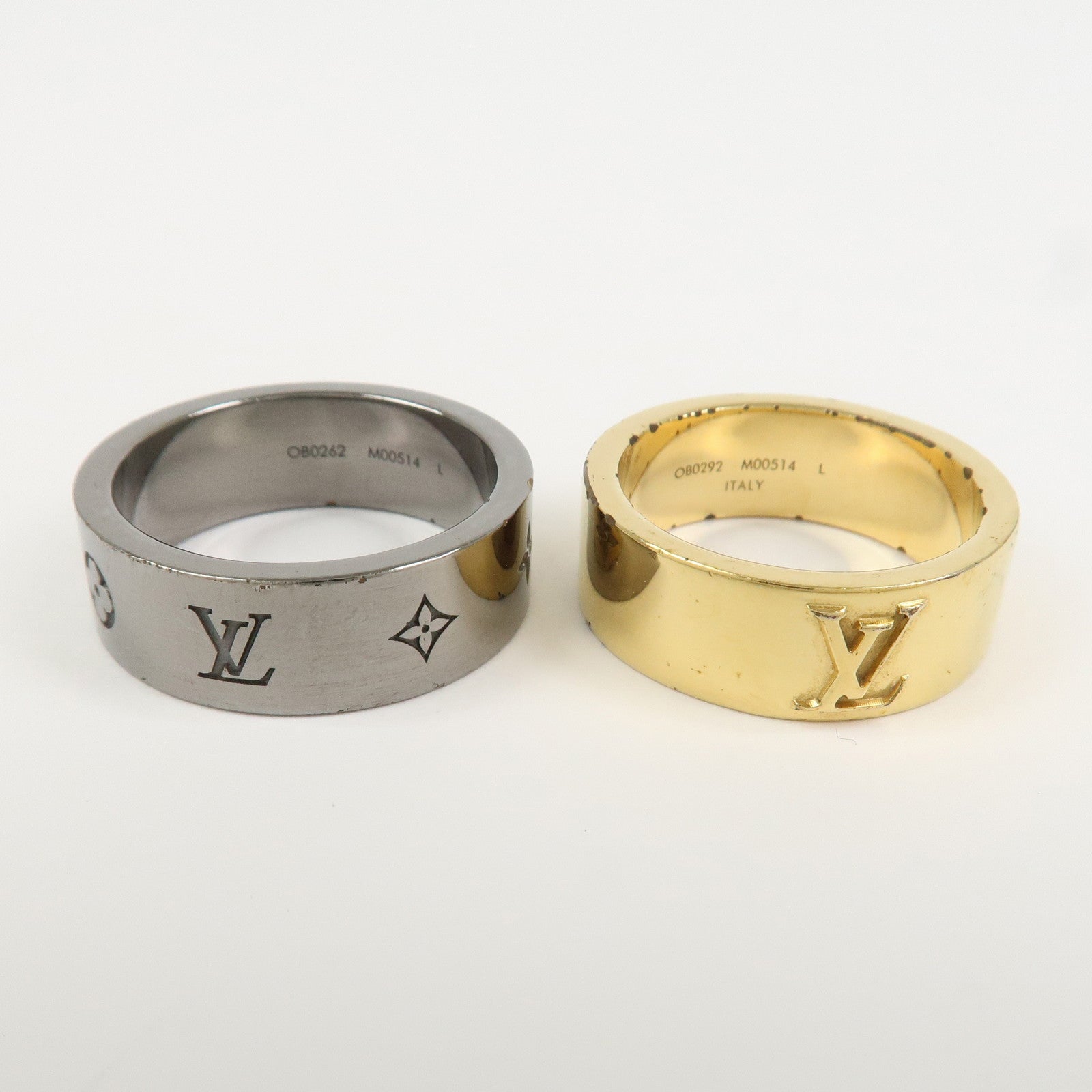 Louis Vuitton Instinct Set of2 Rings Size L Silver Grey Gold M00514