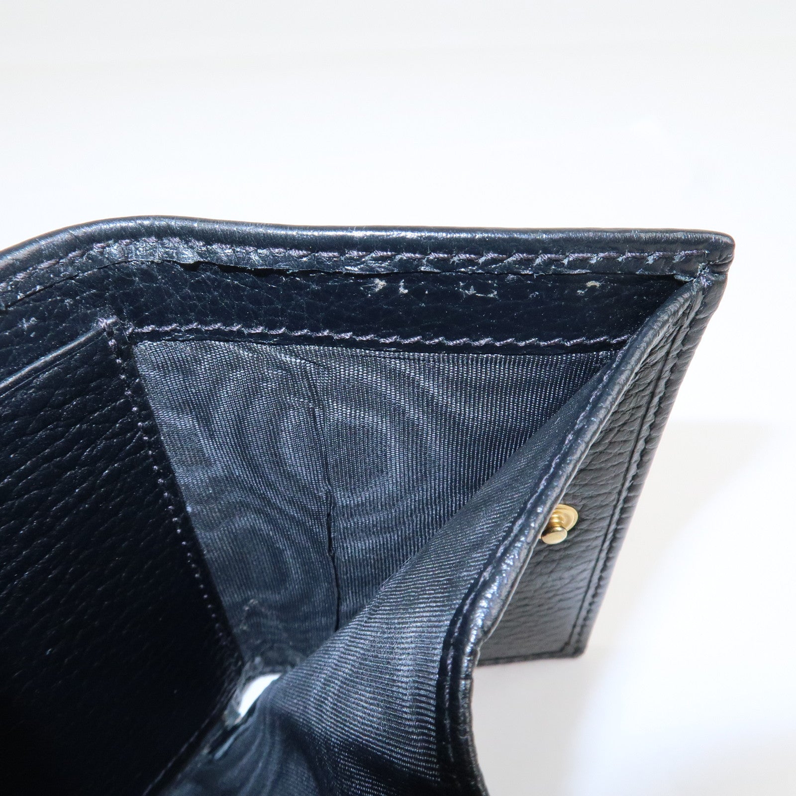 GUCCI GG Marmont Leather Small Tri-fold Compact Wallet Black 644407