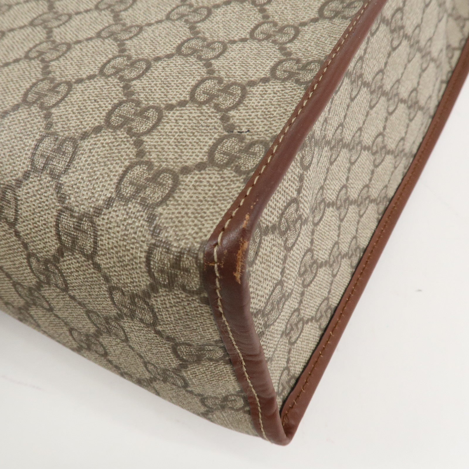 GUCCI Sherry GG Supreme Leather Tote Bag Beige Brown 211135 Used