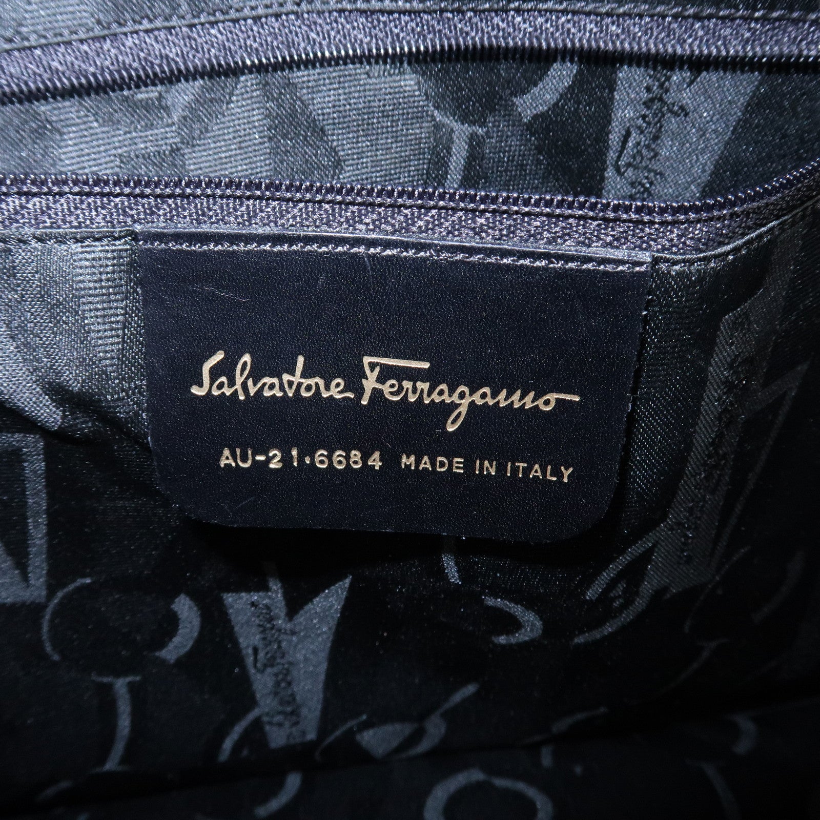 Ferragamo Vara Canvas Leather Shoulder Bag Tote Bag Brown