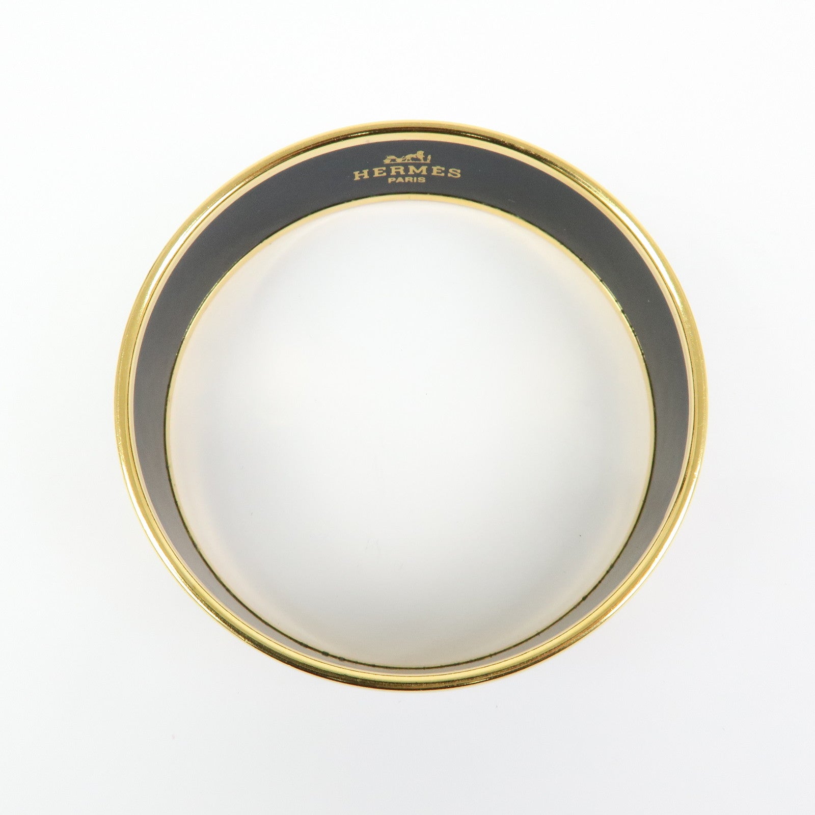 HERMES Email GM Bangle Gold Plated Bracelet Gold Black