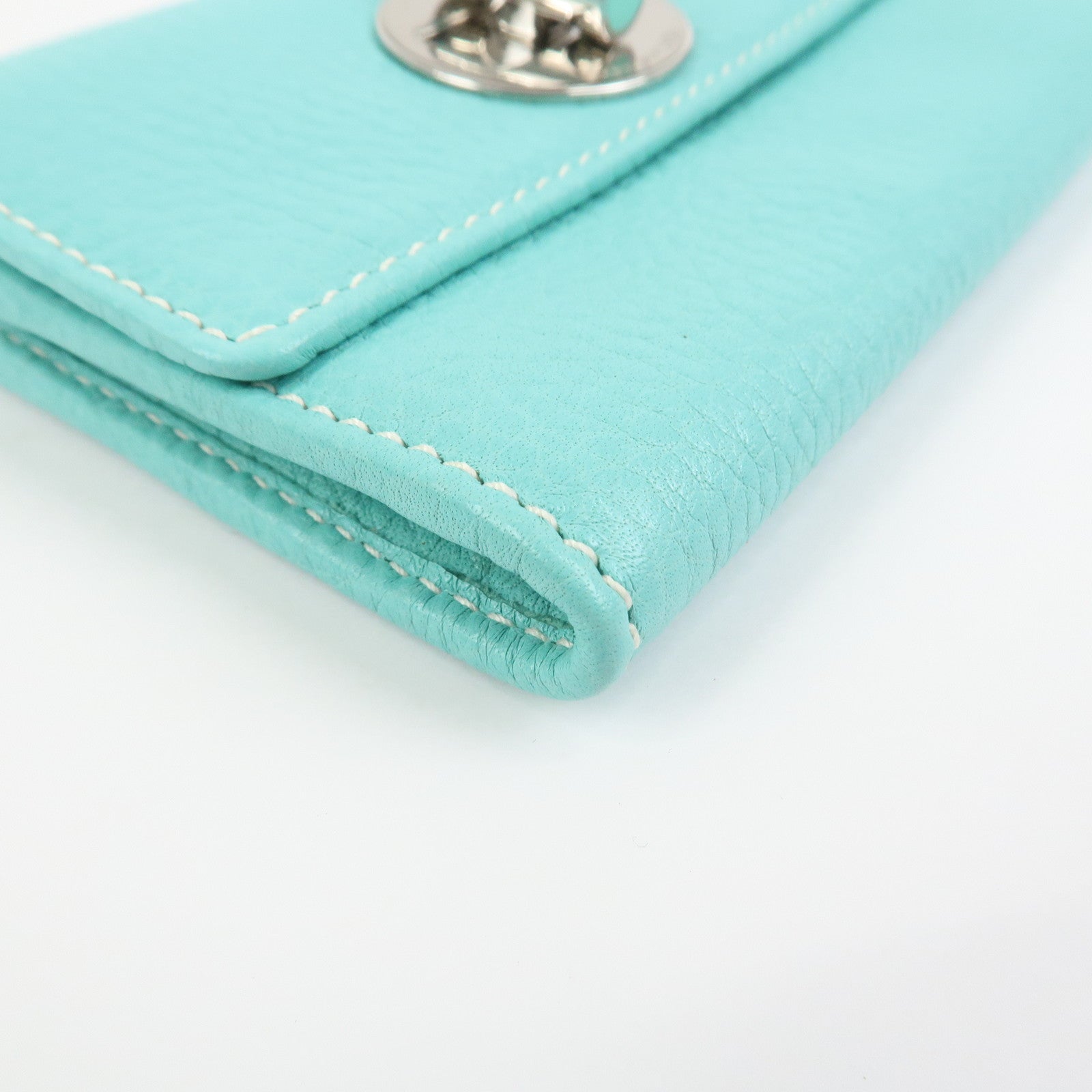Tiffany & Co Leather Compact Bi-fold Wallet Tiffany Light Blue