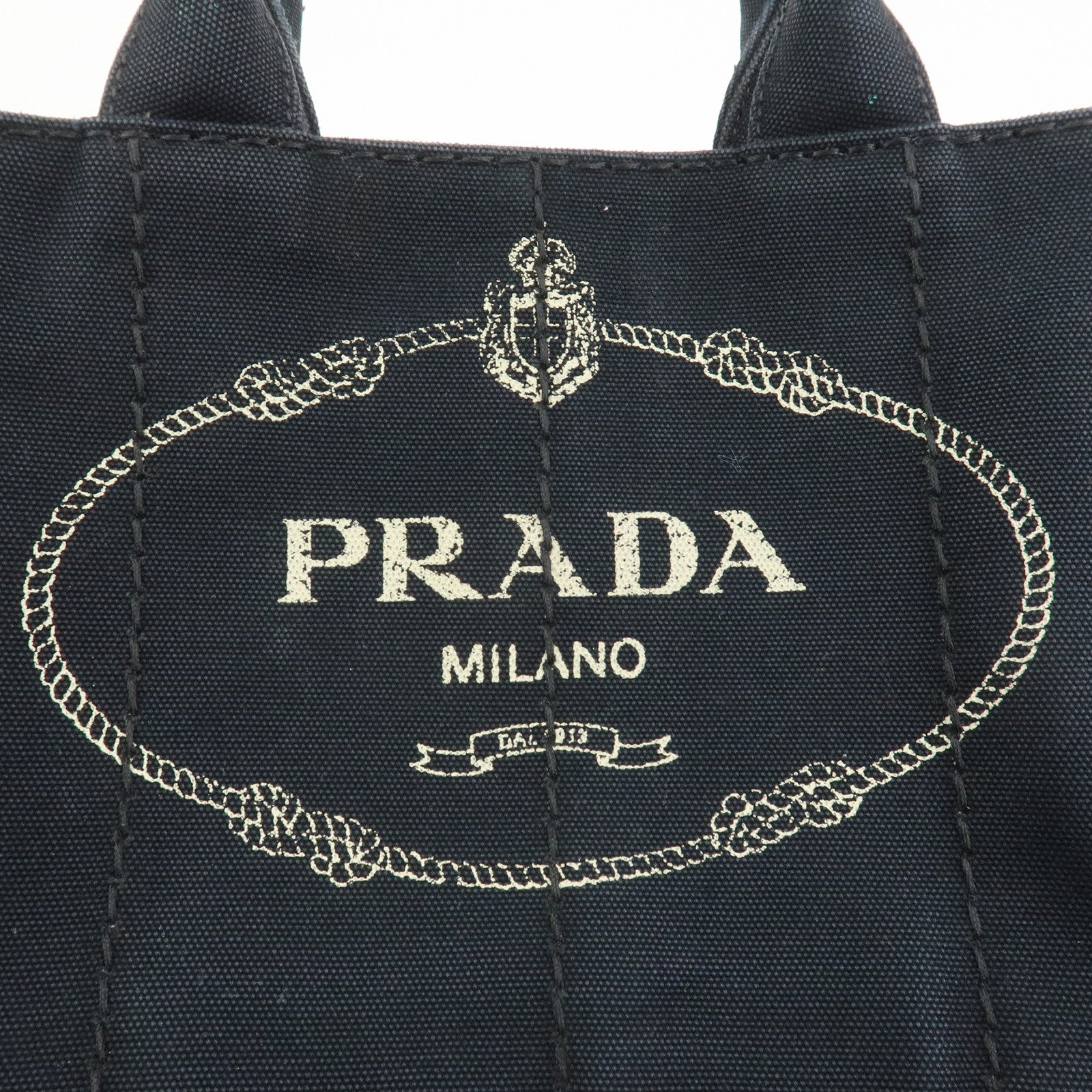 PRADA Canapa Mini Triangle Logo Canvas 2Way Hand Bag Black 1BG439