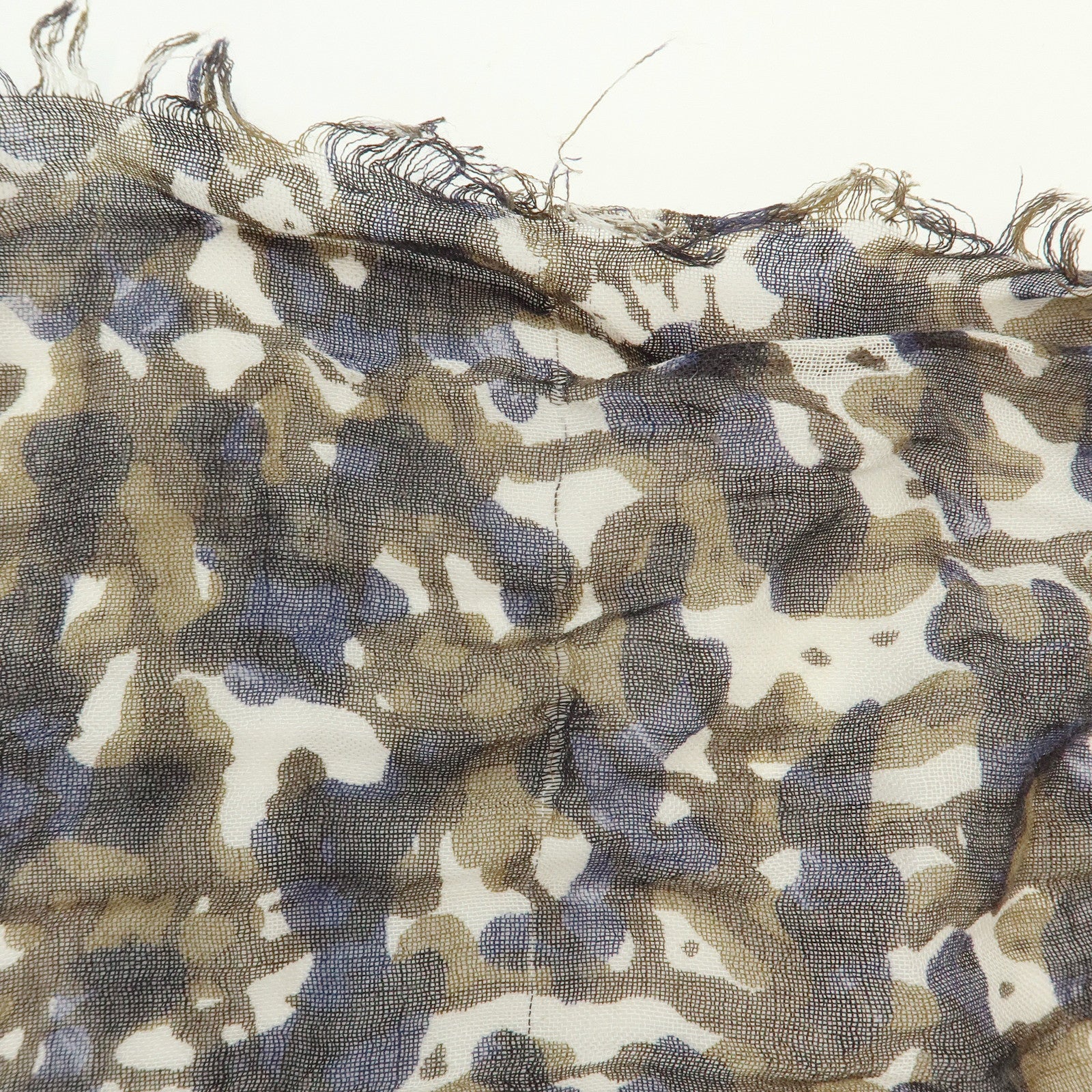 Louis Vuitton Cashmere Silk Scarf Shawl Camouflage Khaki M75136