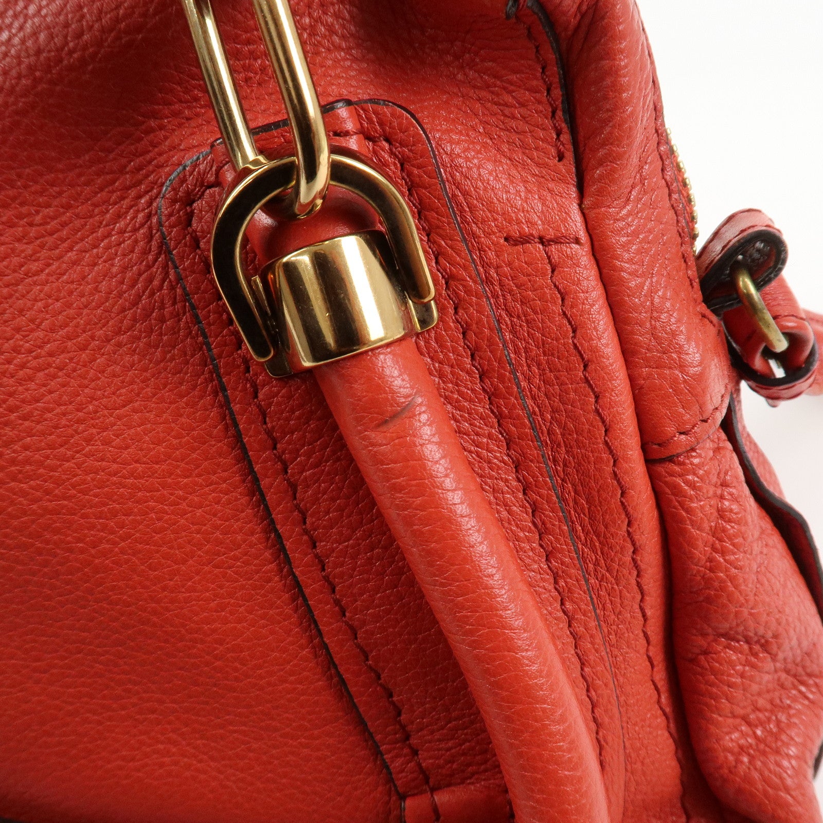 Chloe Paraty Leather 2Way Bag Shoulder Bag Hand Bag Red 031157