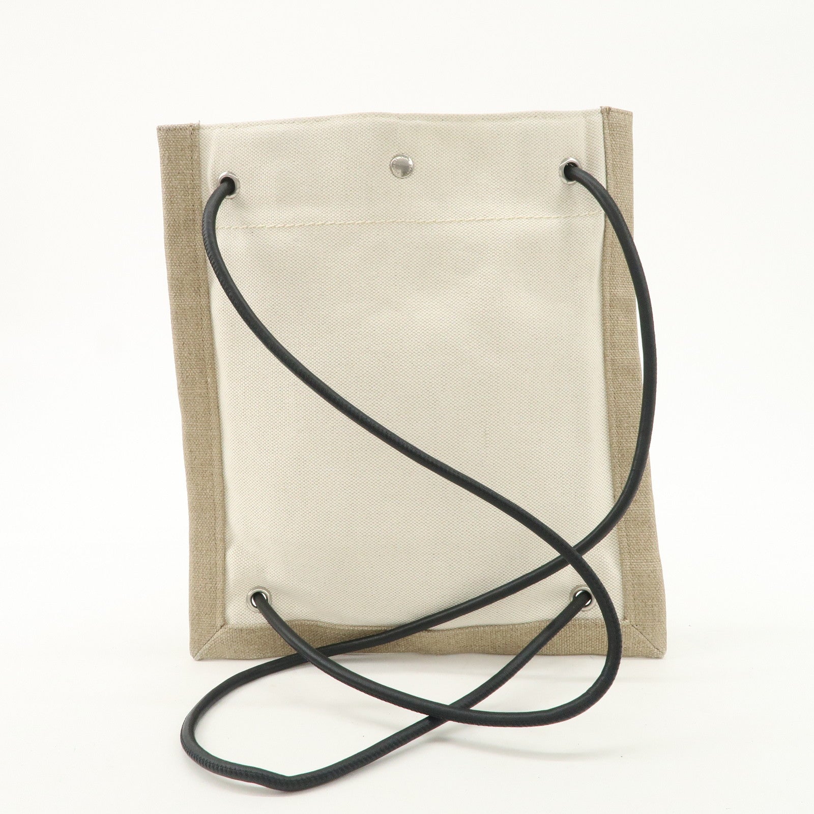 SAINT LAURENT Leather Canvas 2Way Bag Back Pack Natural 710272 Used