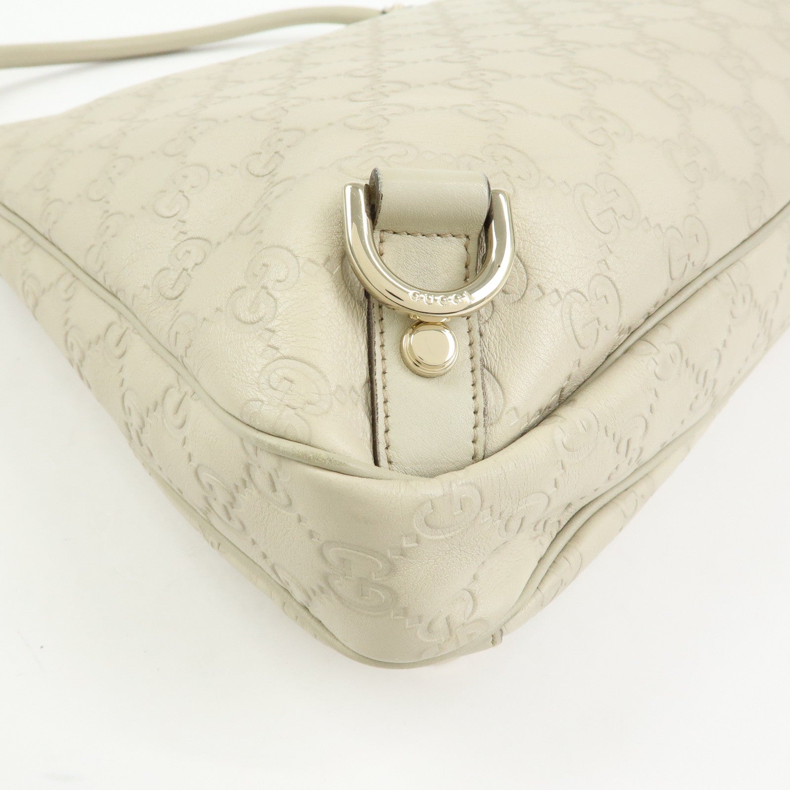 GUCCI Abbey Guccissima Leather Shoulder Bag Hand Bag White 130737