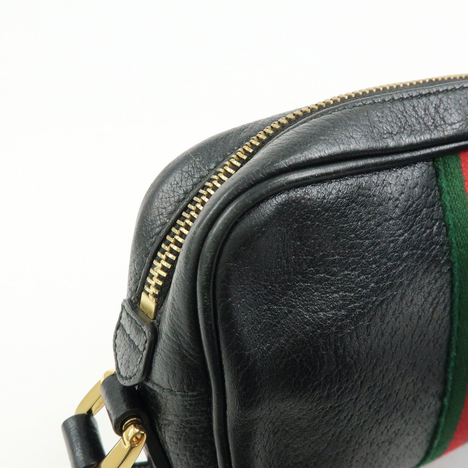 GUCCI Sherry Ophidia Leather Shoulder Crossbody Bag Black 517350