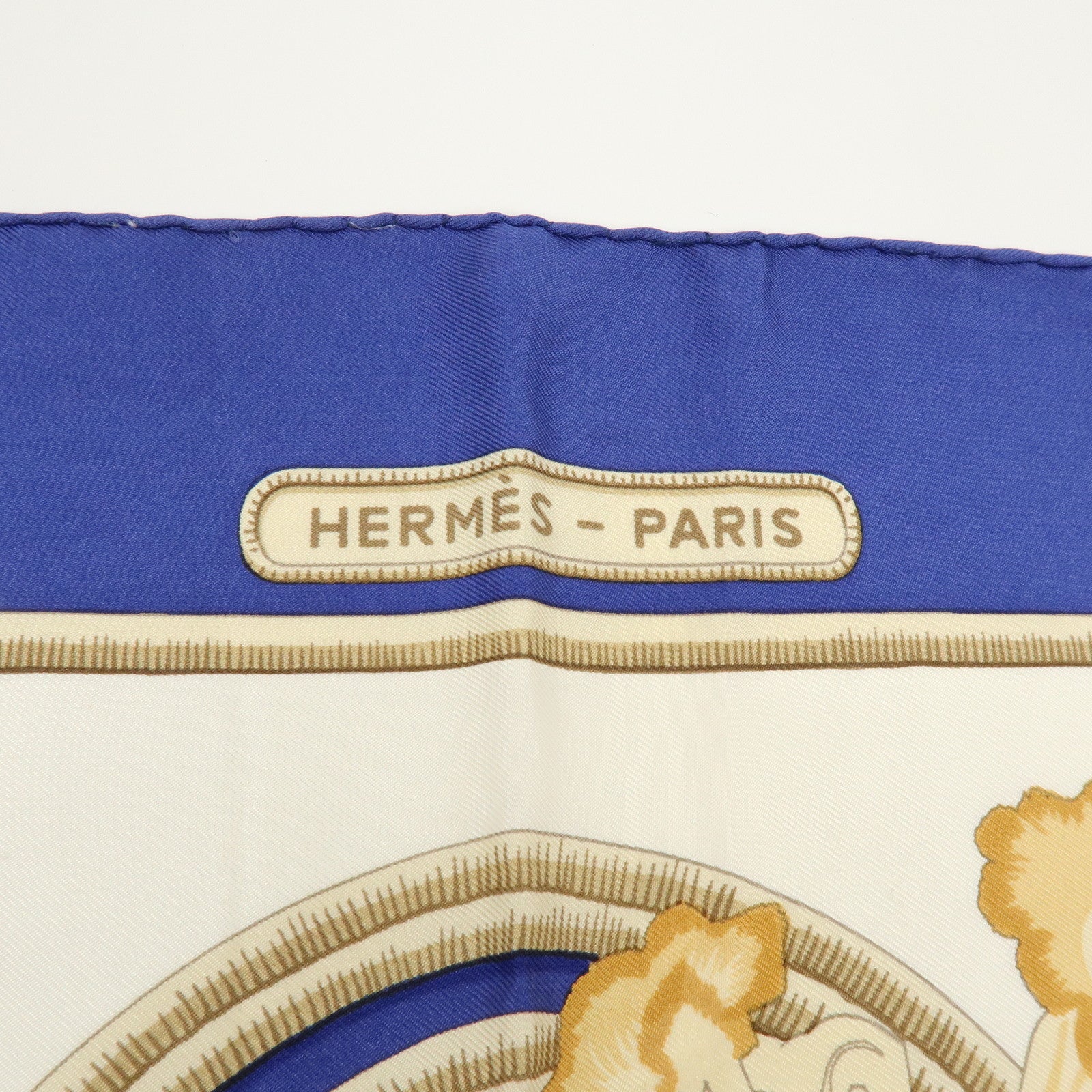 HERMES Carre Silk 100% Scarf Caraibes Oiseaux Ivory Blue
