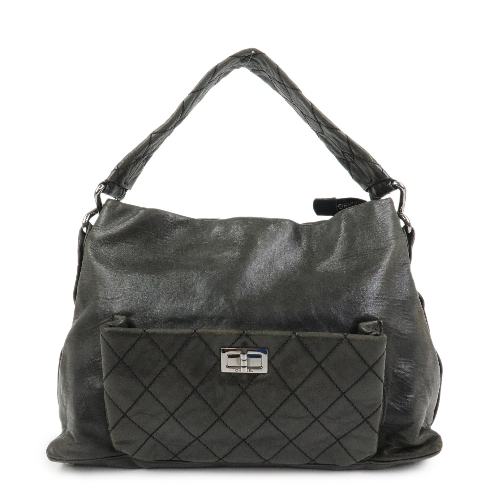 CHANEL Matelasse COCO Mark Leather Shoulder Bag Hand Bag Black