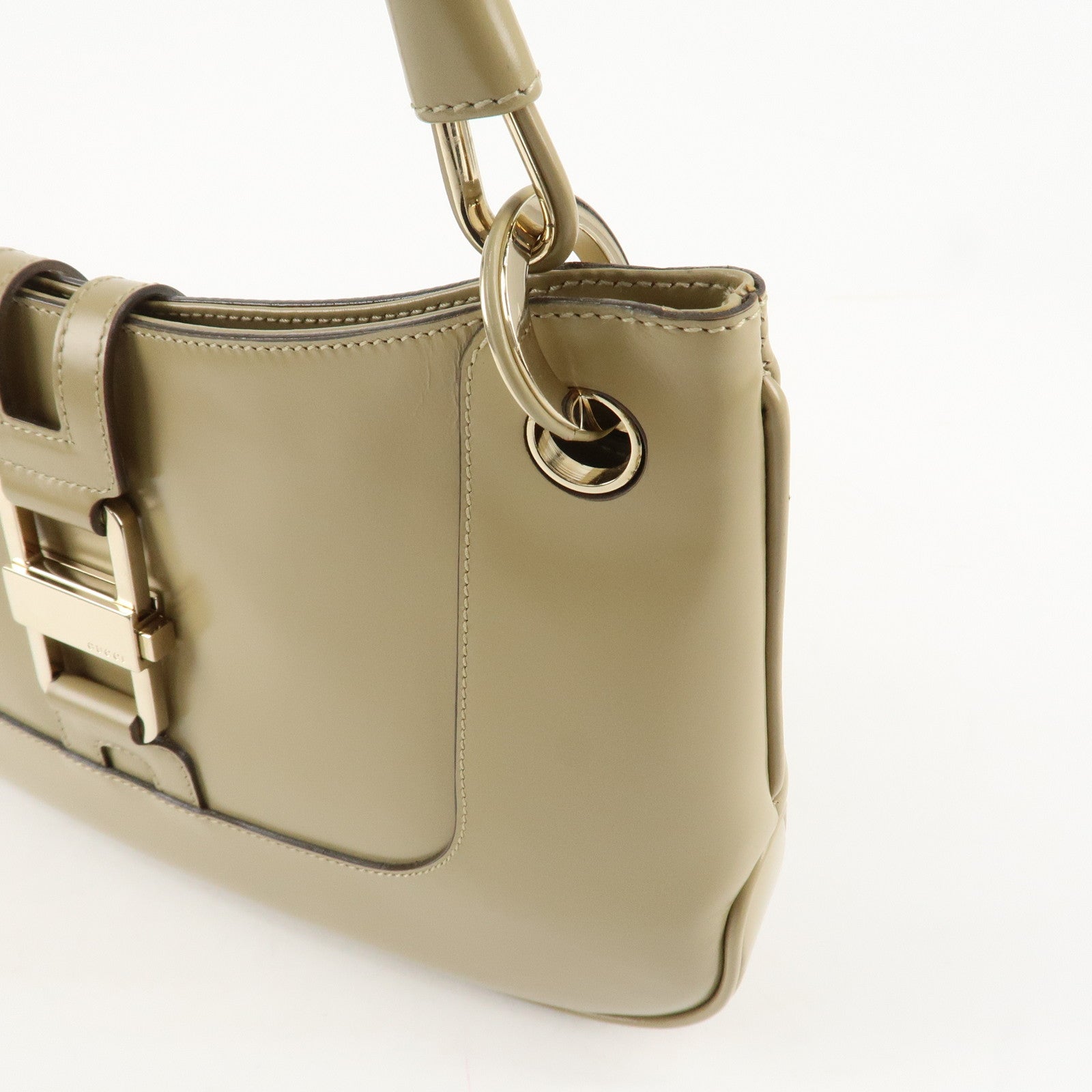 GUCCI Leather Shoulder Bag Hand Bag Beige 001.4150.002058 Used