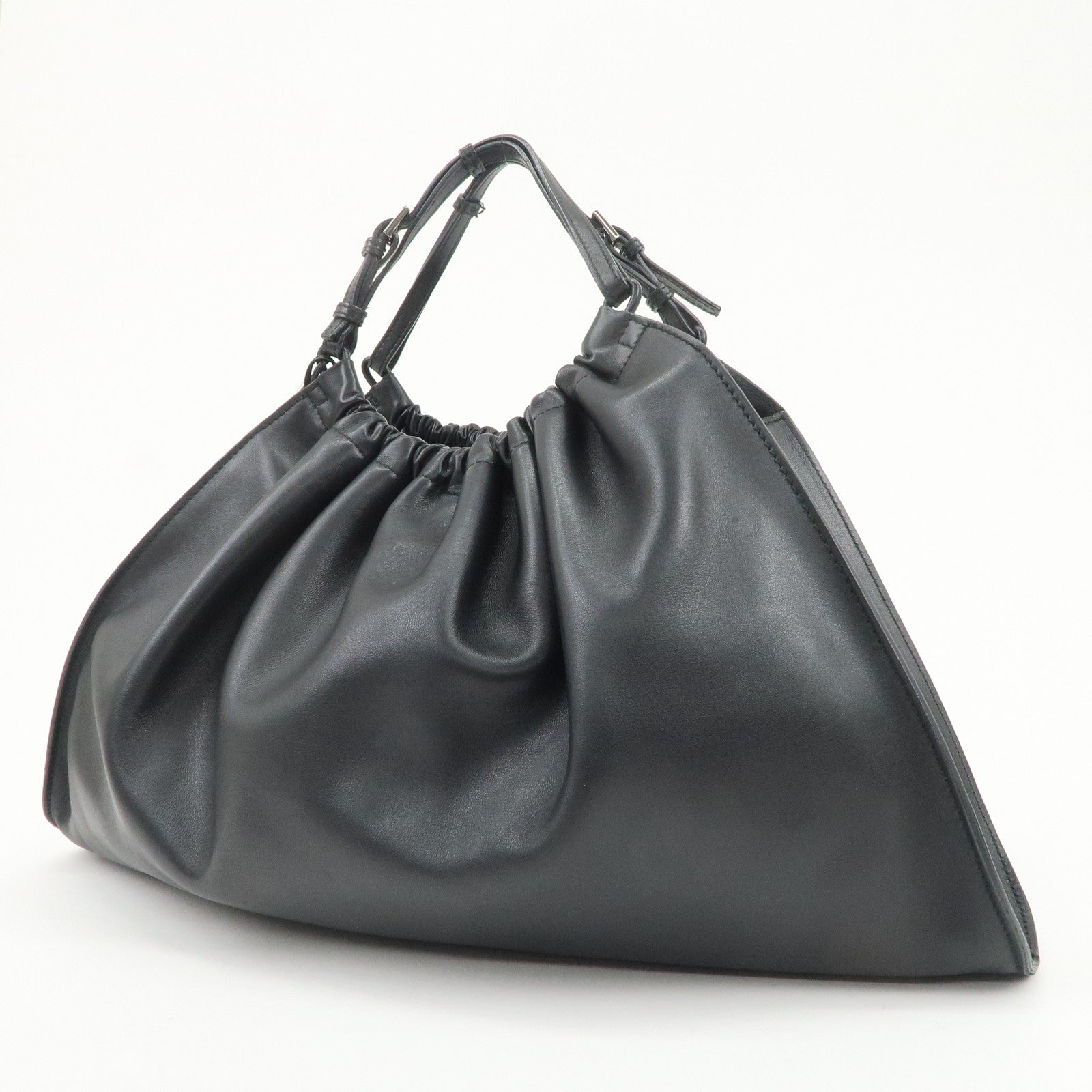 GUCCI Leather Tote Bag Hand Bag Black 76554