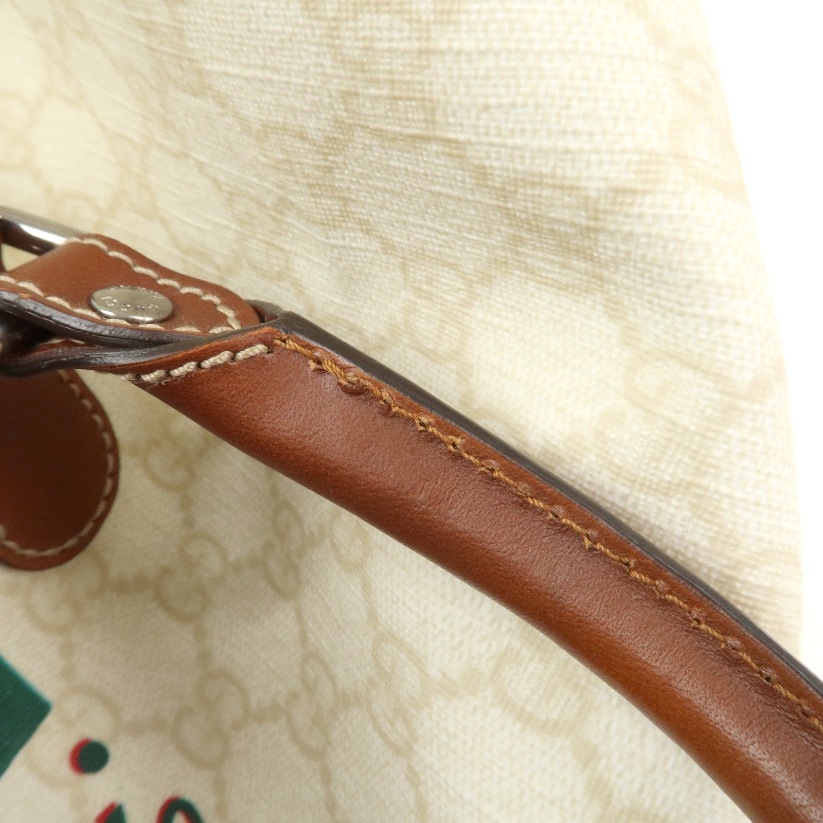 GUCCI Sherry GG Supreme Leather Boston Bag Ivory 189688