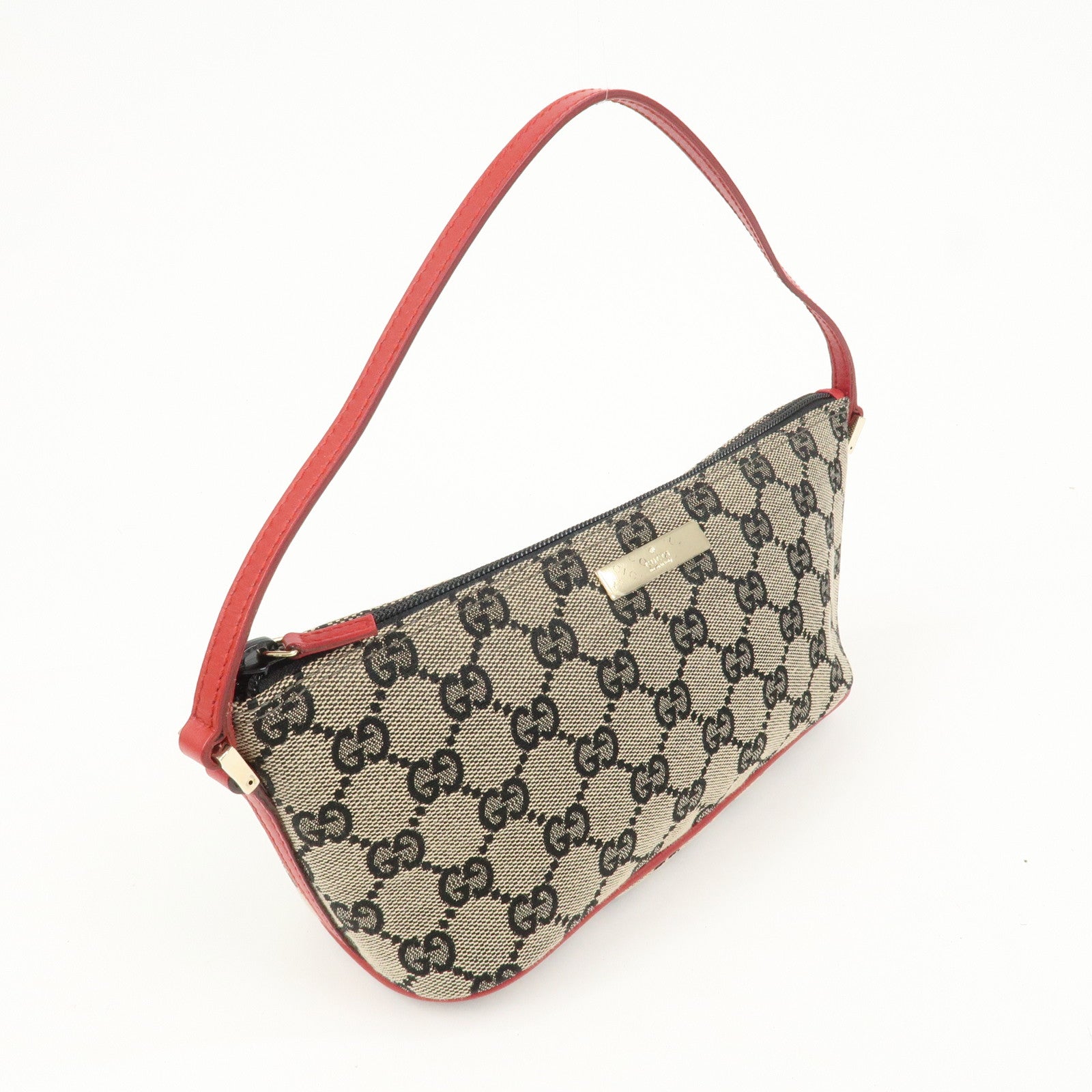 GUCCI GG Canvas Leather Accessory Pouch Hand Bag 039.1103