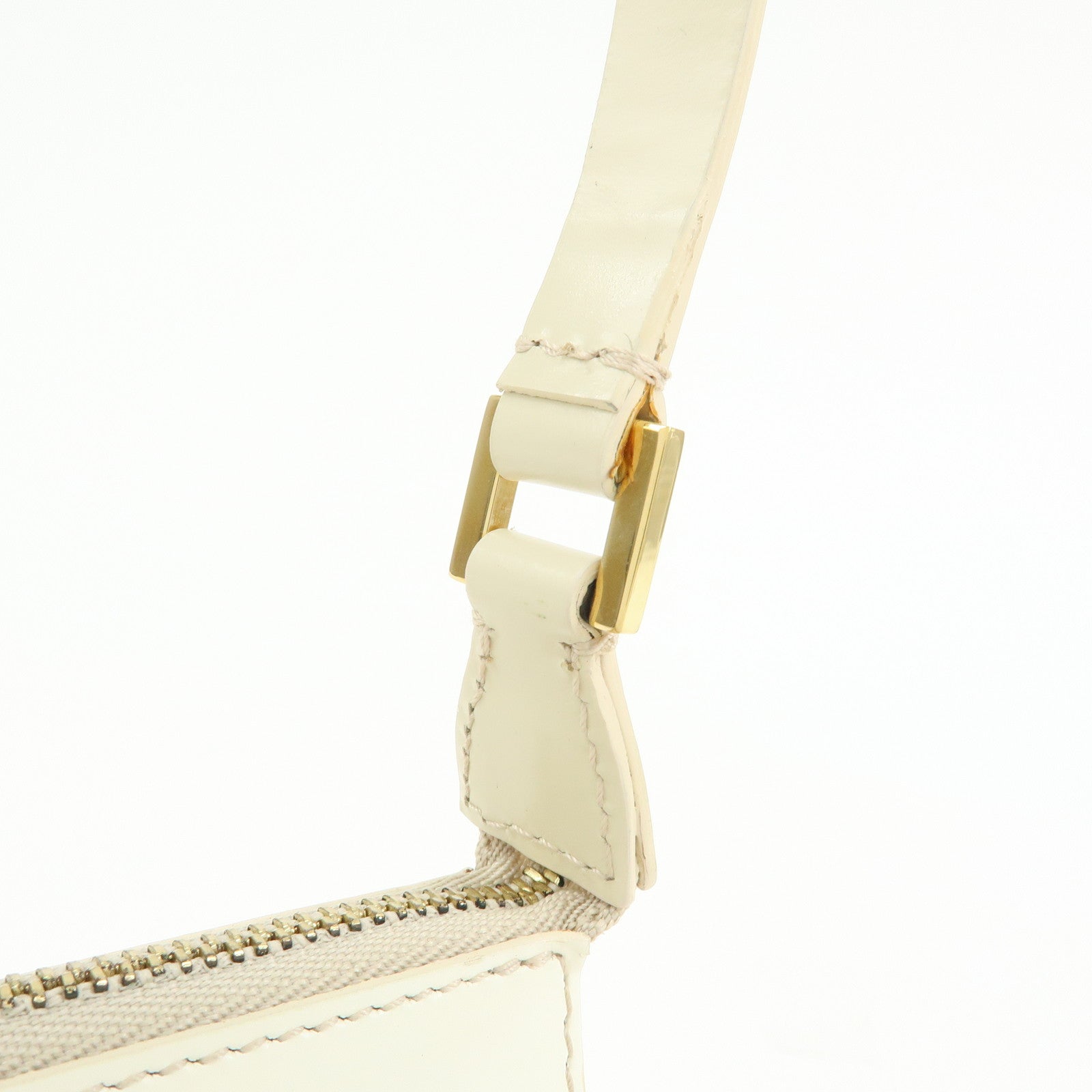 Ferragamo Gancini Leather Shoulder Bag Hand Bag Beige Ivory