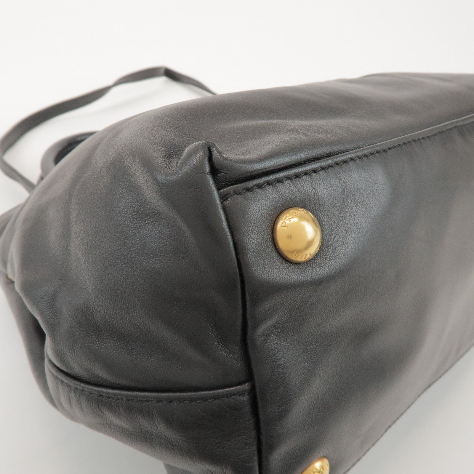 PRADA Logo Leather 2Way Hand Shoulder Bag Ribbon Black Pink BN1604