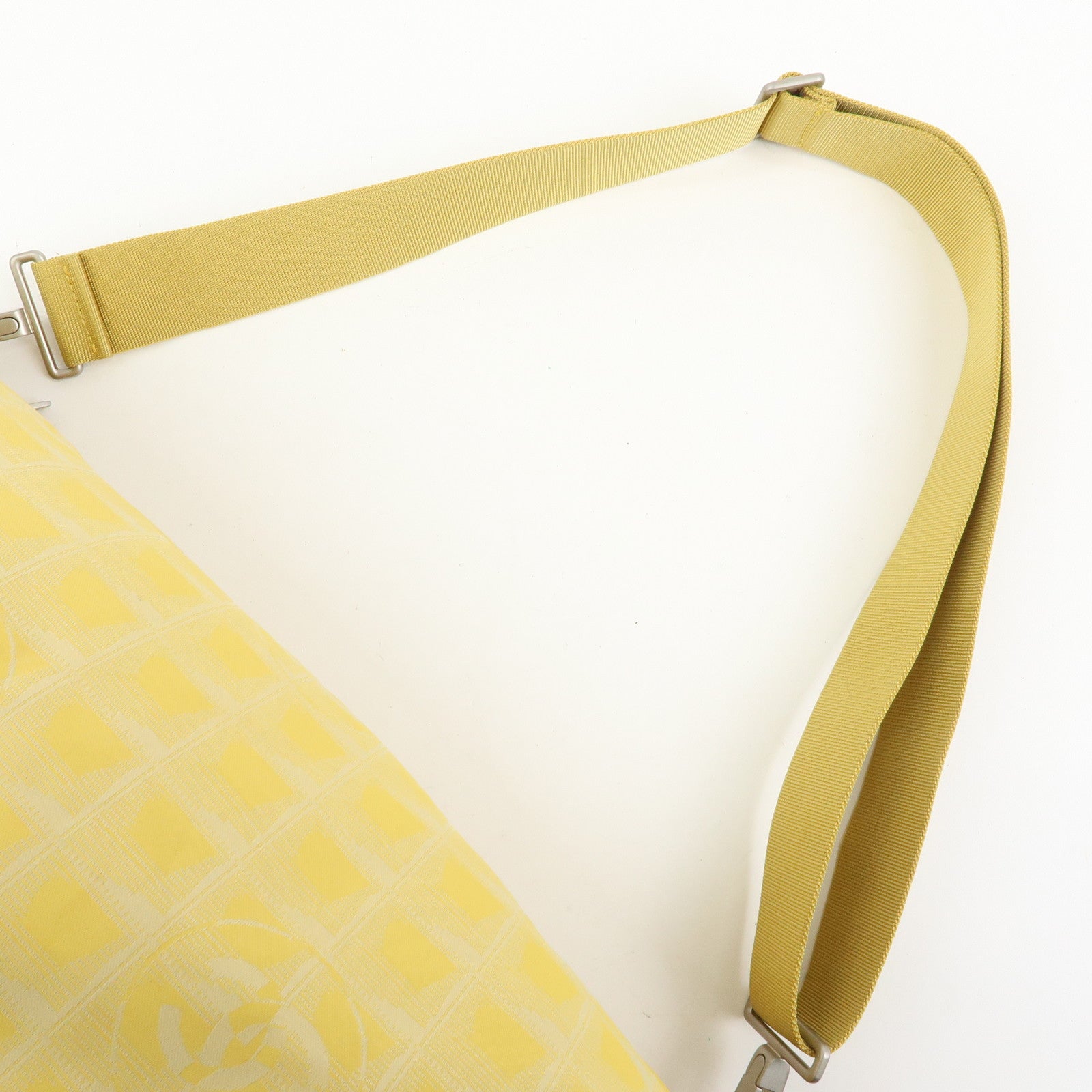 CHANEL New Travel Line Nylon Jacquard Leather Drum Bag Yellow