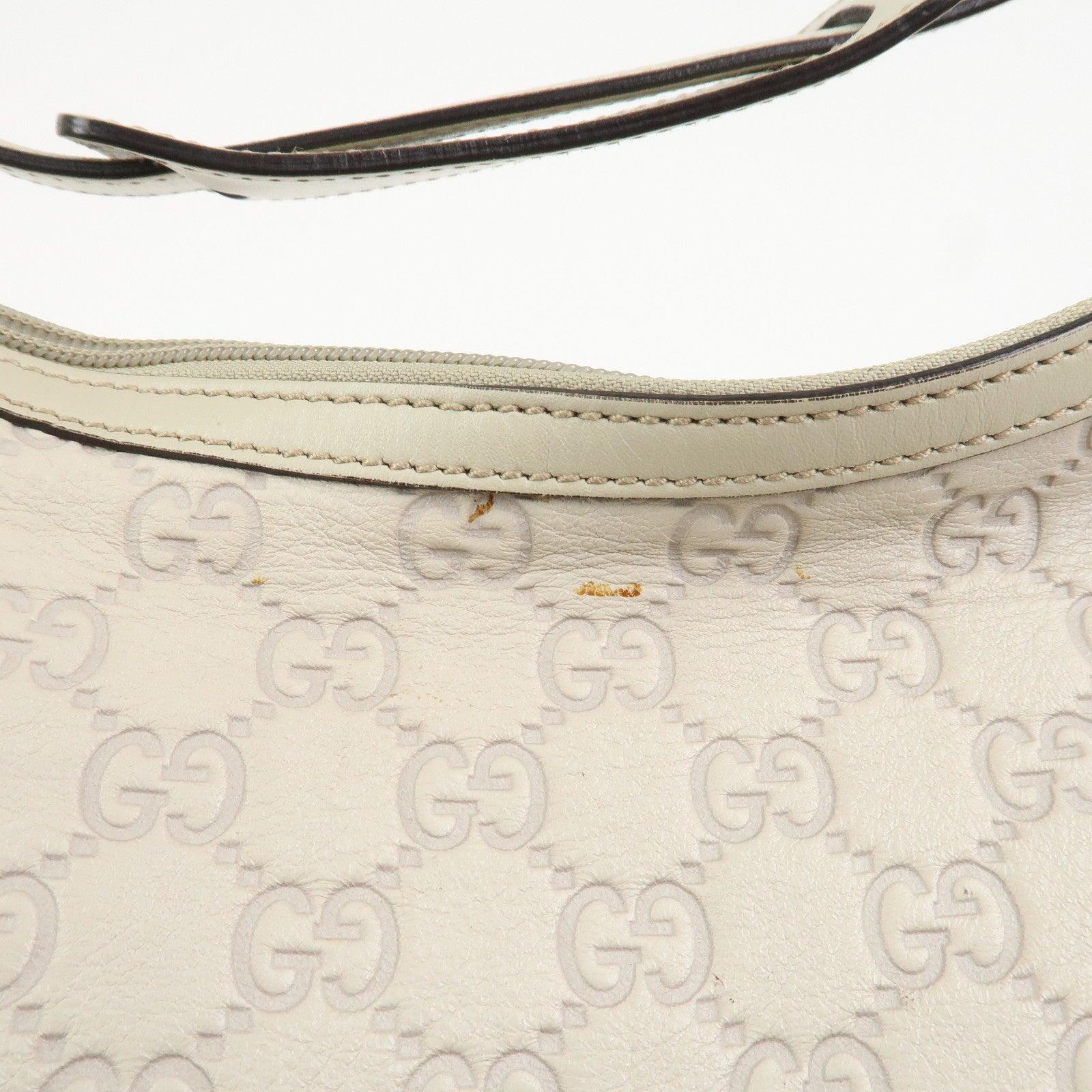 GUCCI Sherry Guccissima Leather Shoulder Bag Ivory 293596