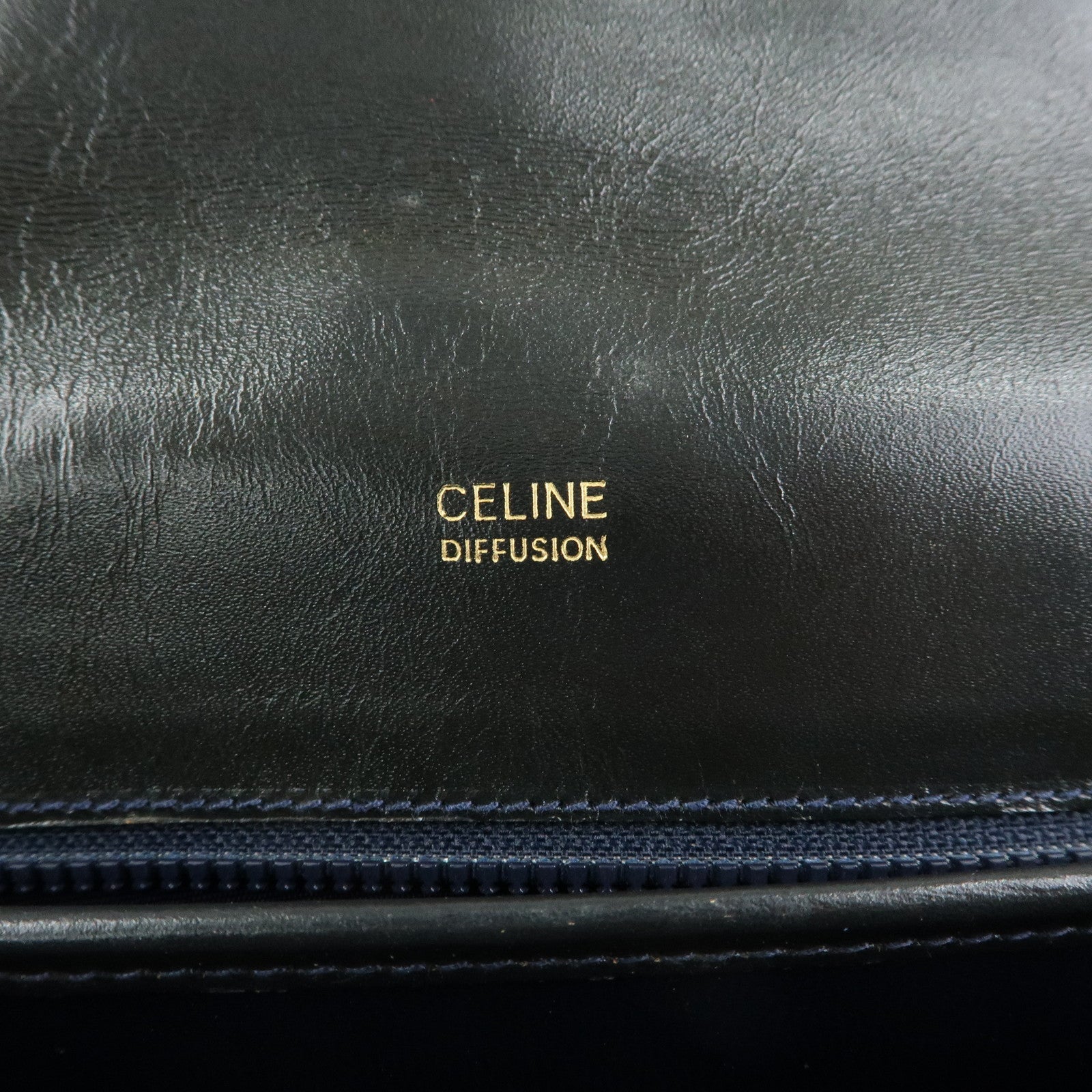 CELINE Macadam Suede Leather Shoulder Hand Bag Bag Navy