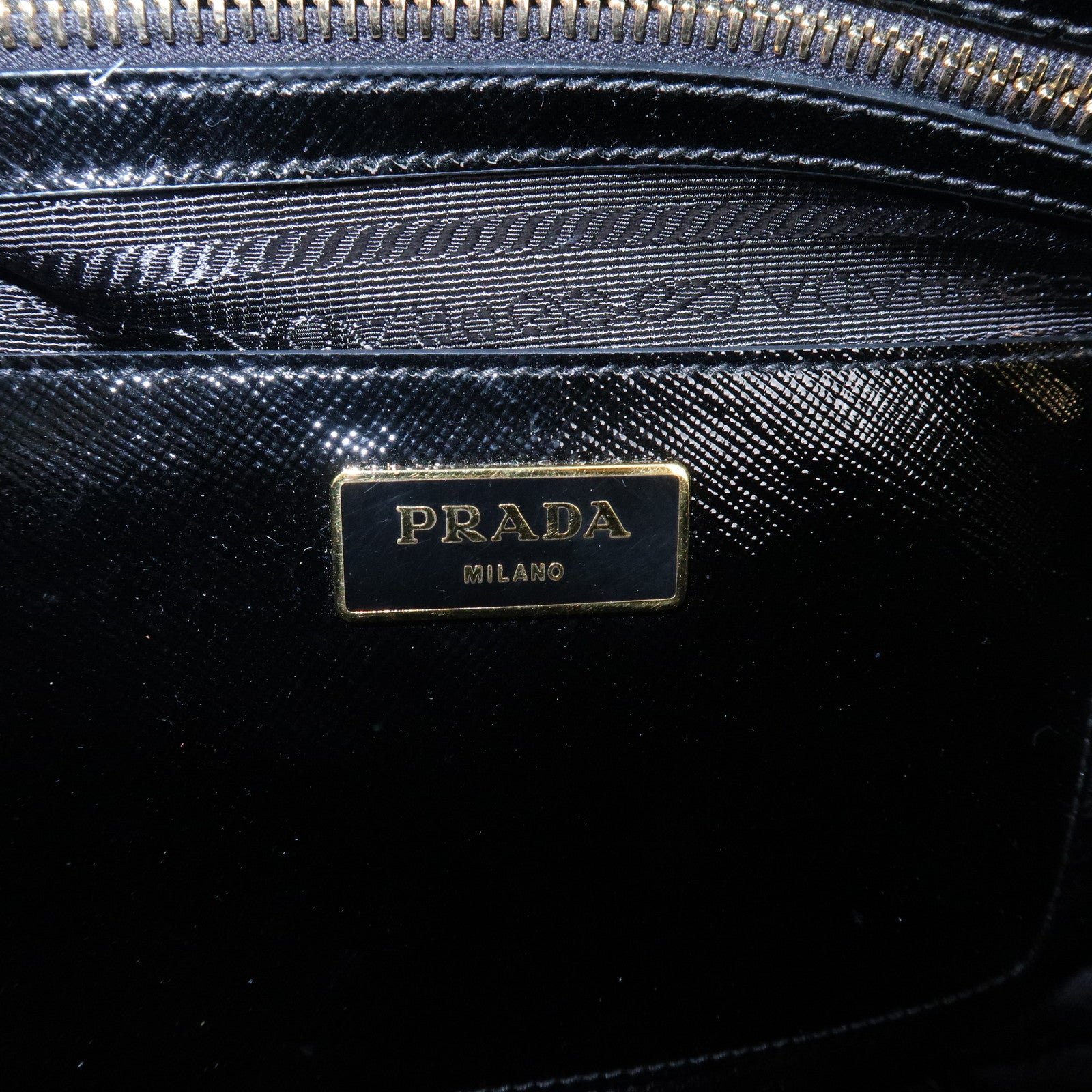 PRADA Flower Saffiano Leather 2Way Bag Hand Bag Black BL095M