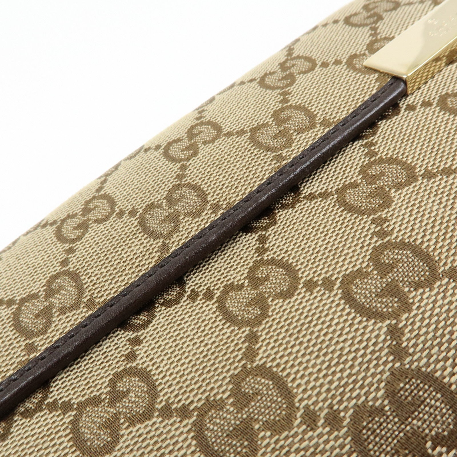 GUCCI GG Canvas Leather Long Wallet Beige Brown 257012