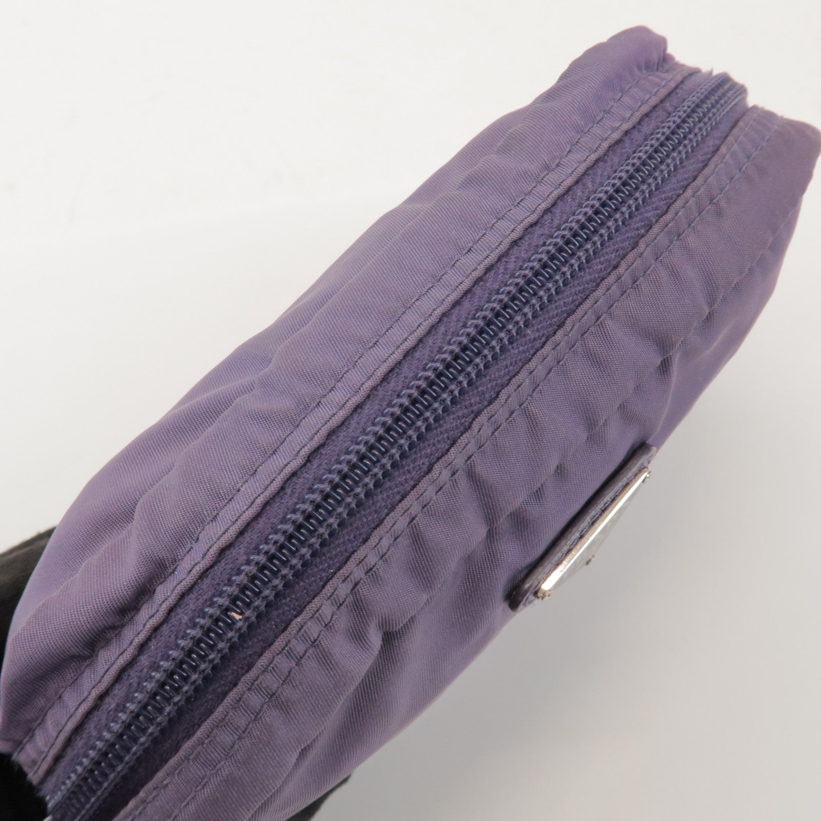 PRADA Triangle Logo Nylon Set of 2 Pouch Black Purple