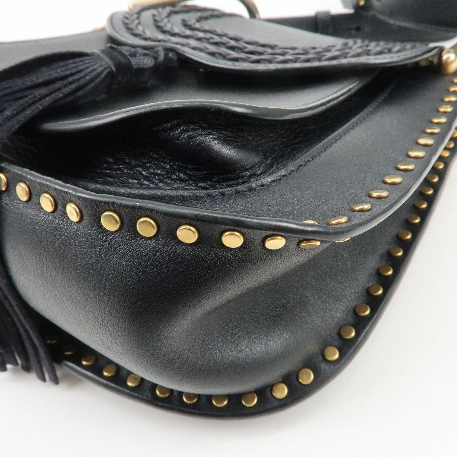 Chloe Hudson SAC'S PORTE EPAU Calf Leather Suede Shoulder Bag Black
