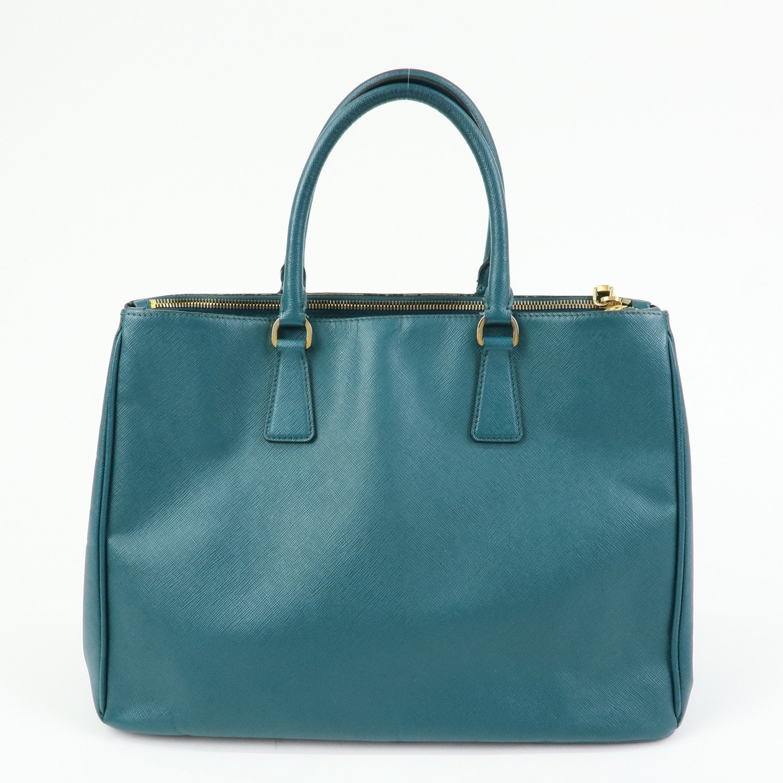 PRADA Triangle Logo Galleria Saffiano Leather Tote Hand Bag Green