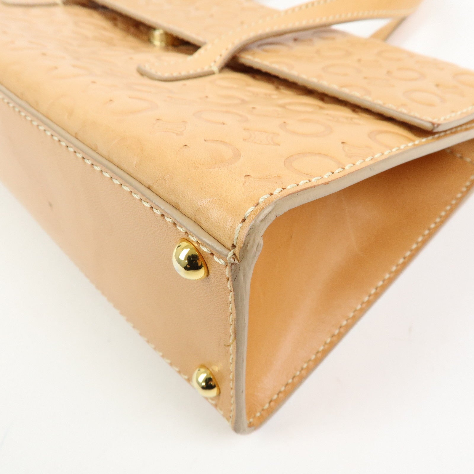 CELINE C Macadam Leather Shoulder Bag Hand Bag Light Brown
