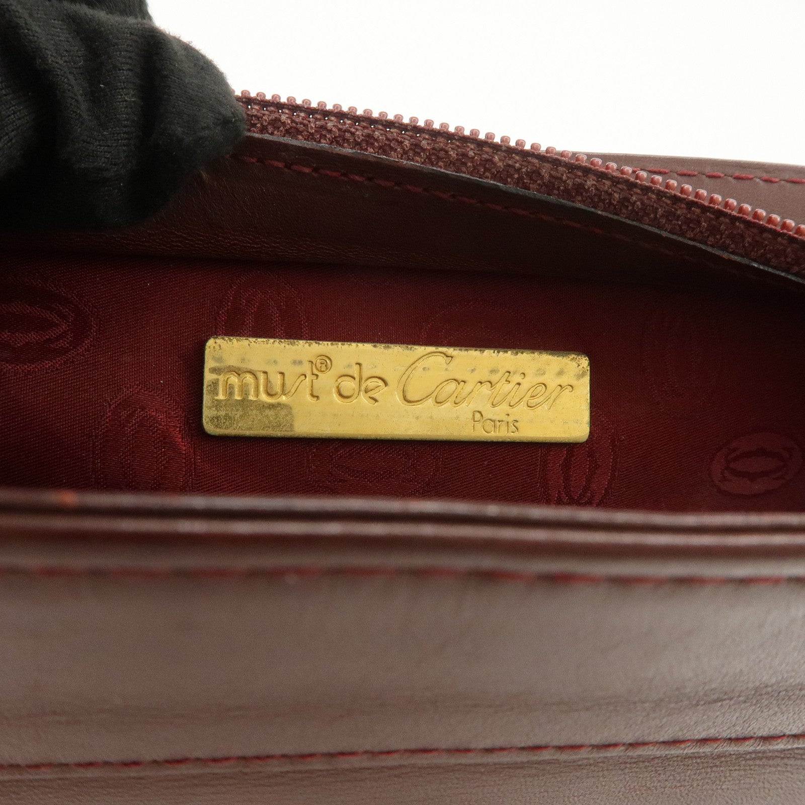 Cartier Must Line Leather Clutch Bag Pouch Bordeaux
