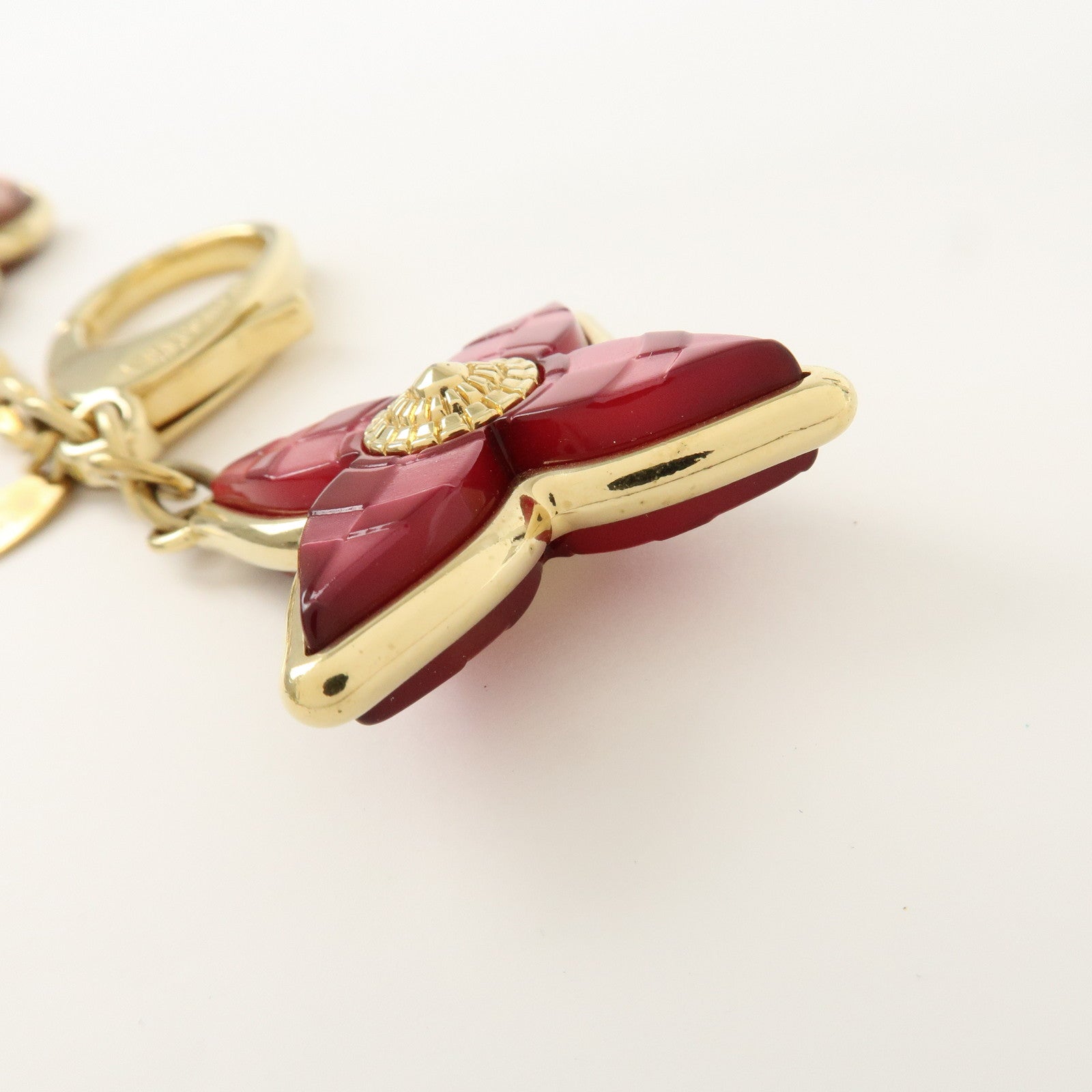 Louis Vuitton Bijou Sac Mosaic Bag Charm Flower Gold Pink M66882 Used