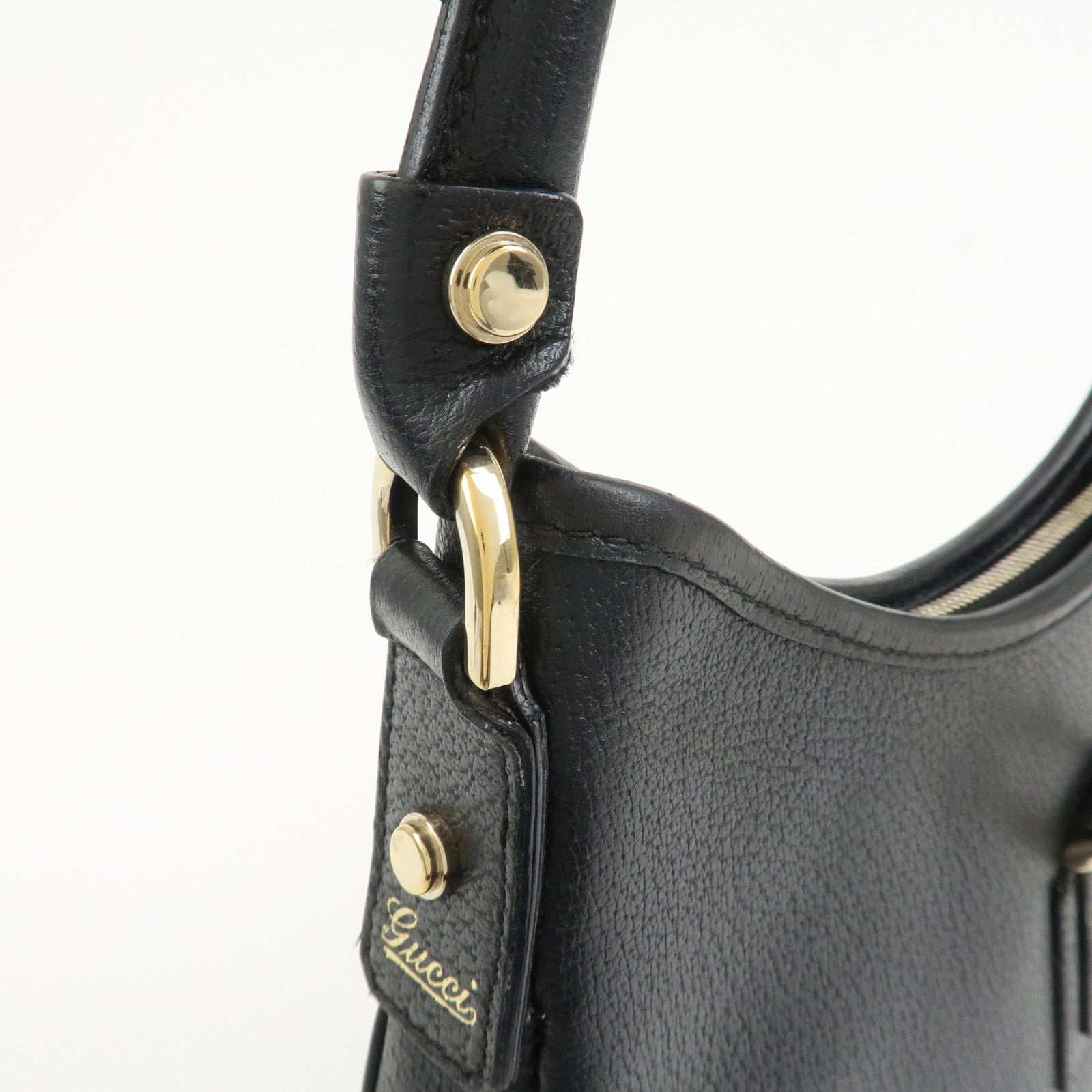 GUCCI Abbey GG Canvas Leather Shoulder Bag Black 130738