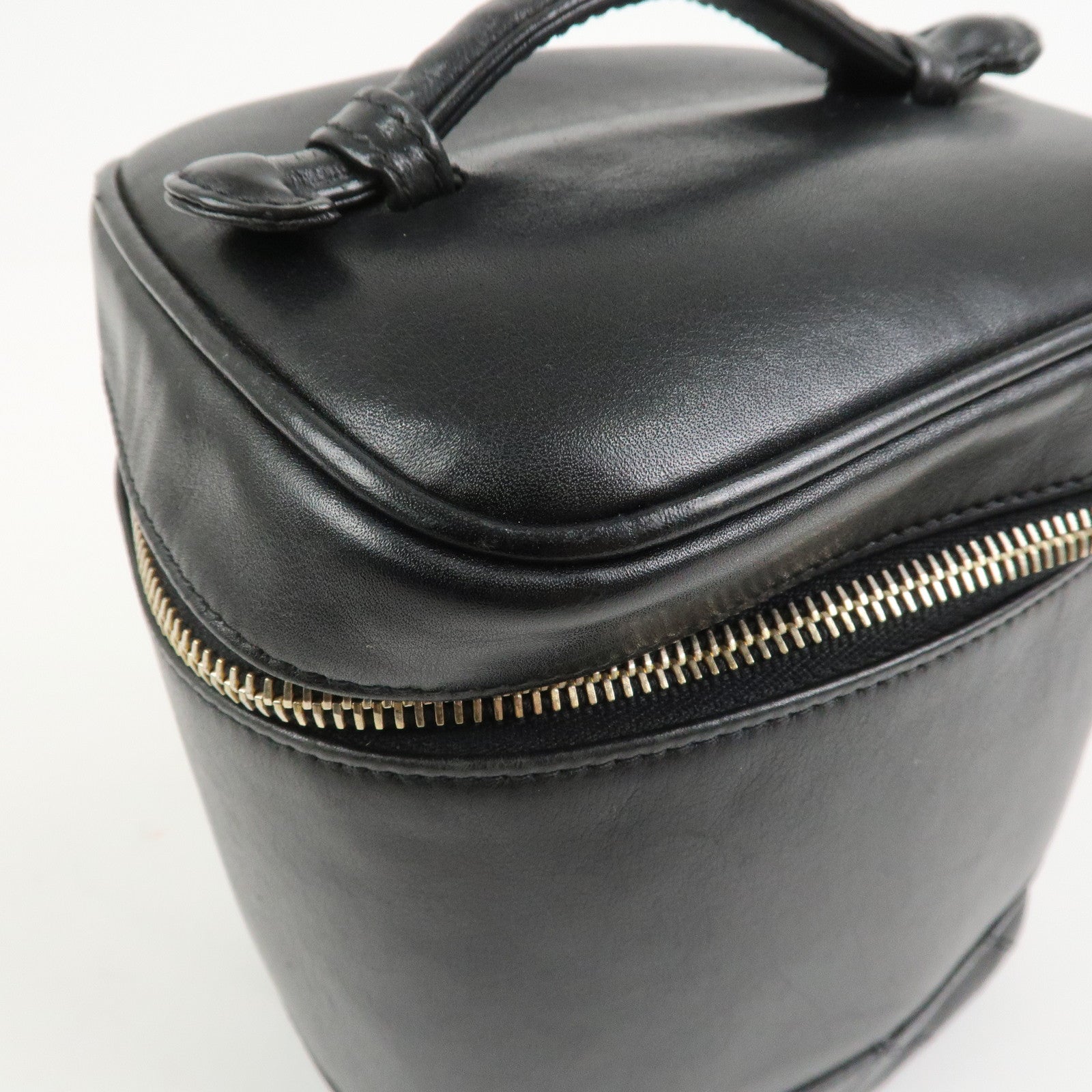 CHANEL Bicolore Lambskin Vanity Bag Hand Bag Black A01619