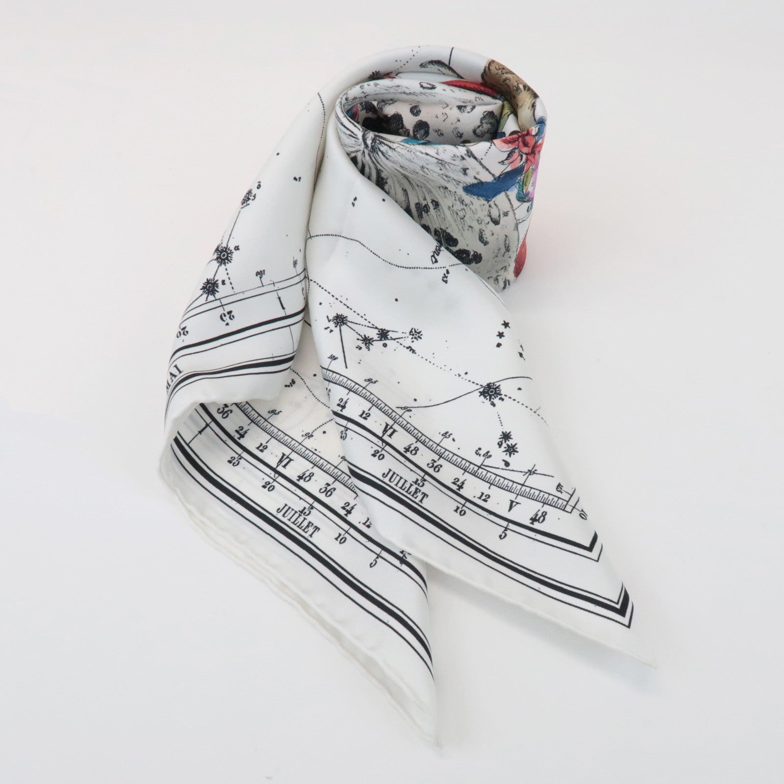 Christian Dior Silk 100% Zodiac 90 Star Constellation Floral Scarf