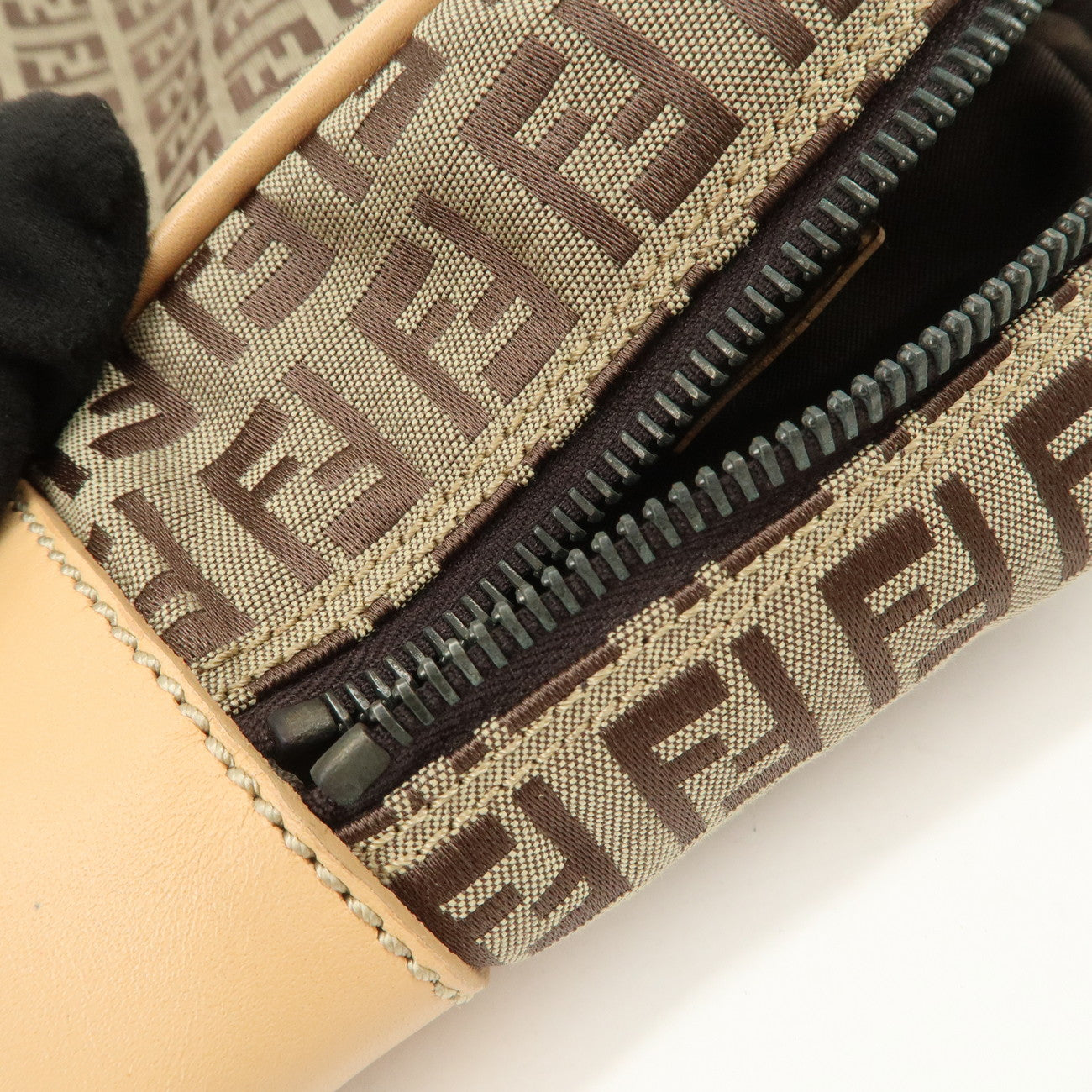 FENDI Zucchino Canvas Hand Bag Shoulder Bag Brown 8BN005