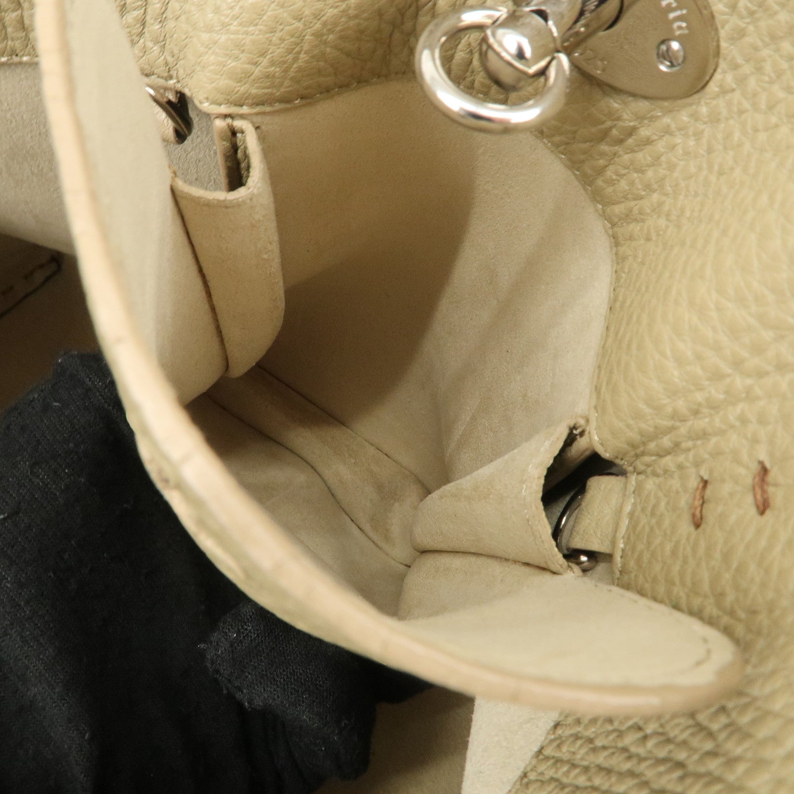 FENDI Selleria Leather Small Carla Tote Bag Shoulder Bag Brown 8BH257 Used