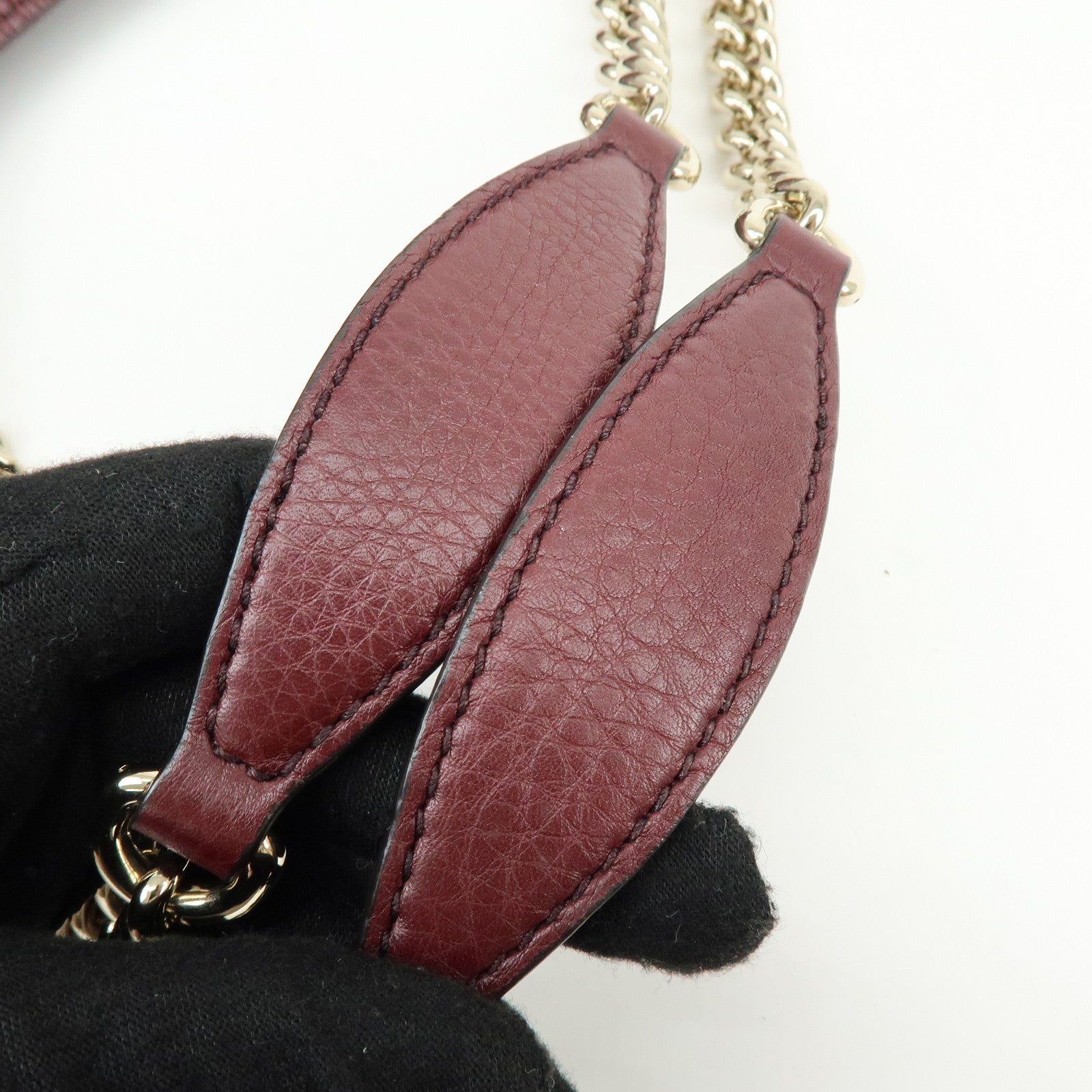 GUCCI SOHO Leather Chain Shoulder Bag Hand Bag Wine Red 308982