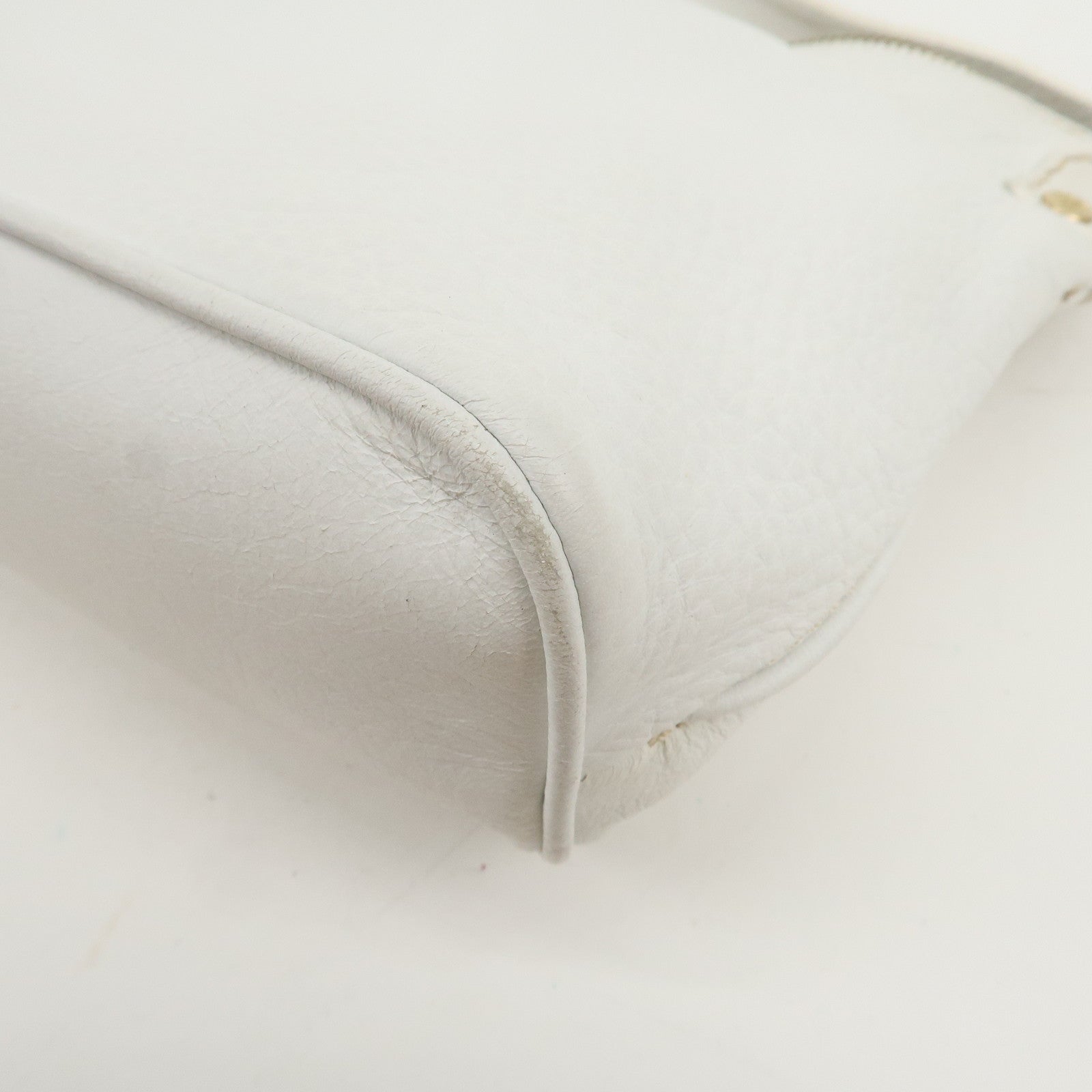 CELINE Macadam Logo Leather Shoulder Bag Hand Bag White