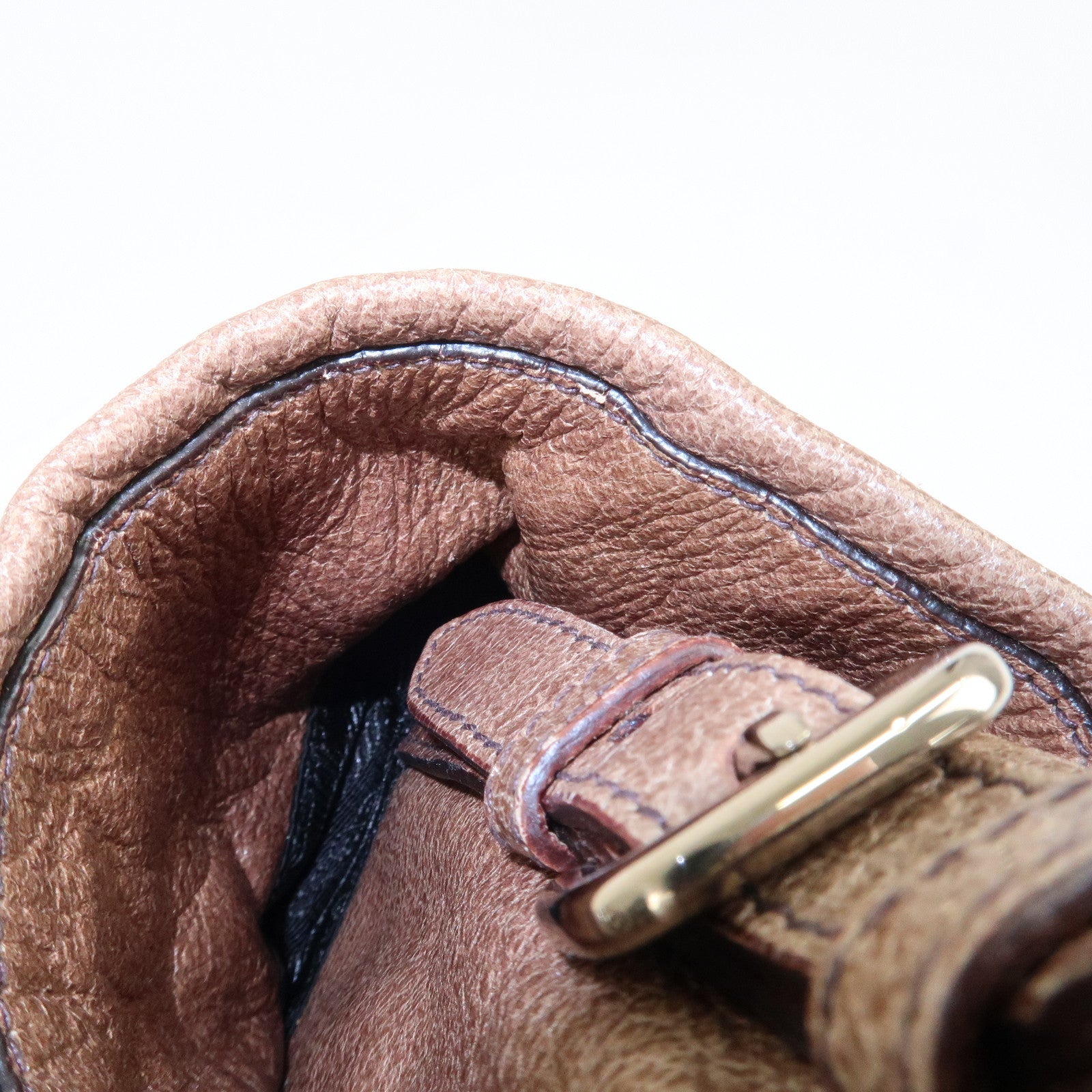 PRADA Logo Leather Shoulder Bag Hand Bag Brown Used