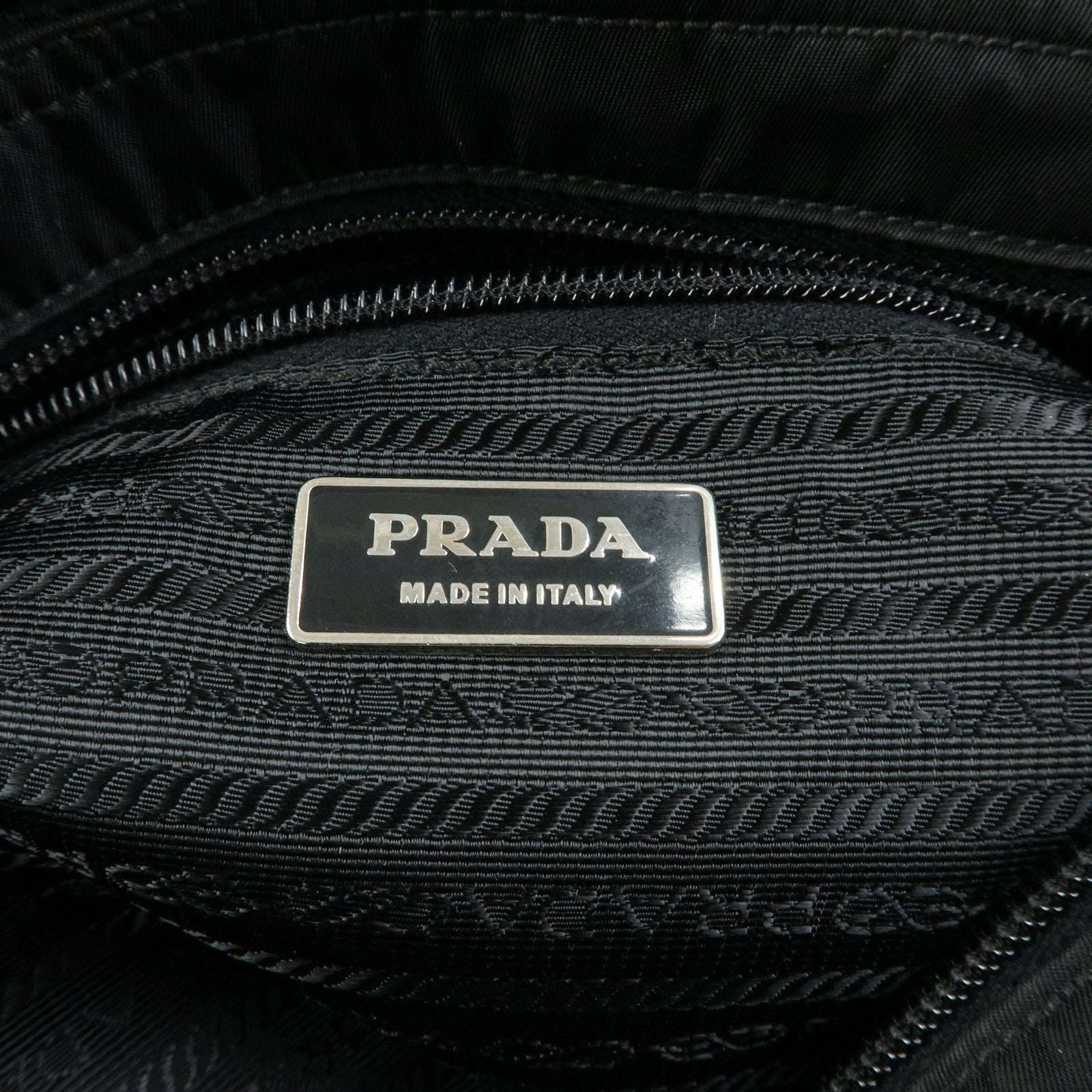 PRADA Triangle Logo Ribbon Nylon Leather 2Way Hand Bag Black BN1631